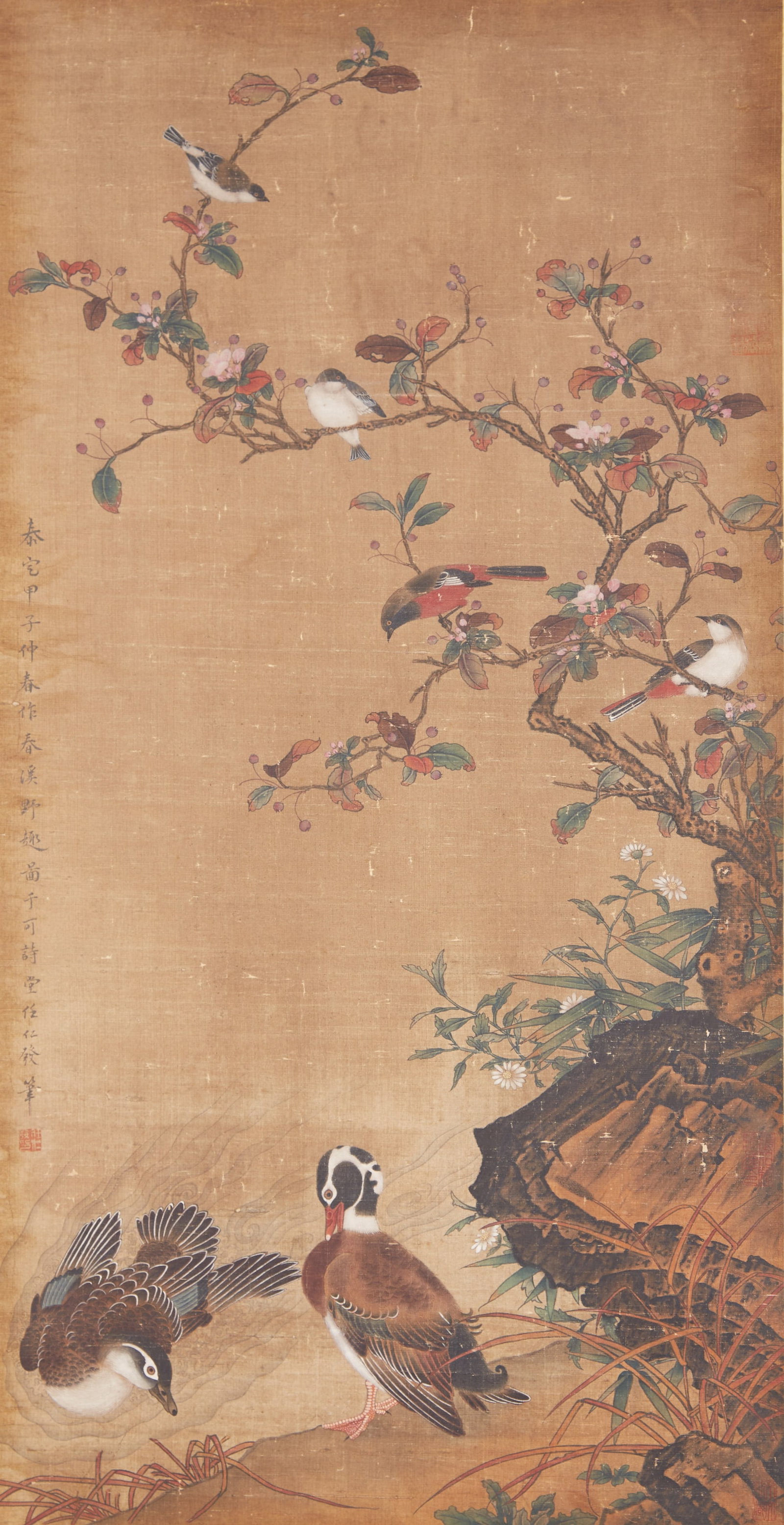 A BIRD-AND-FLOWER PAINTING ON SILK BY REN RENFA.任仁發 (1 of 10)
