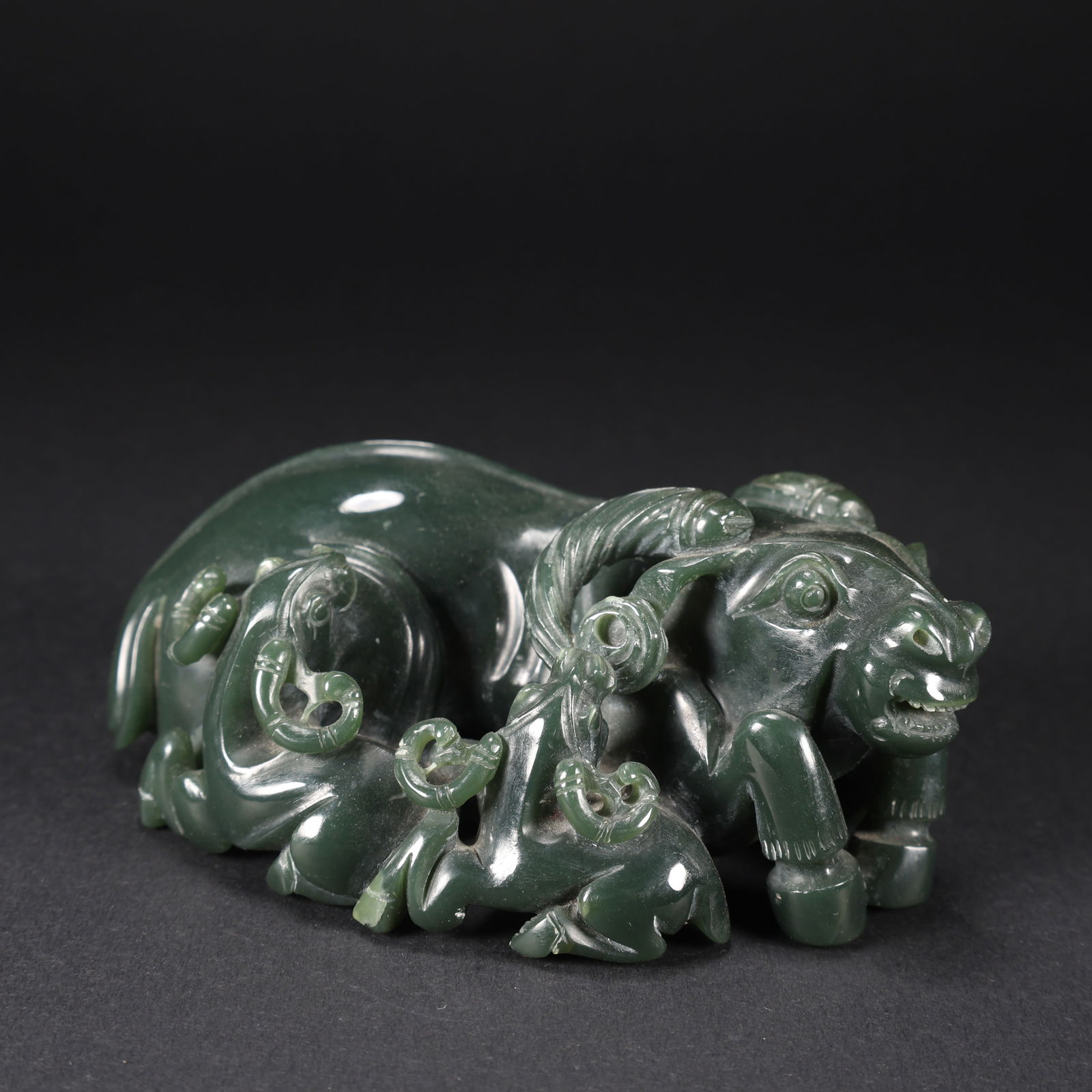 A HETIAN GREEN JADE THREE GOATS (1 of 9)