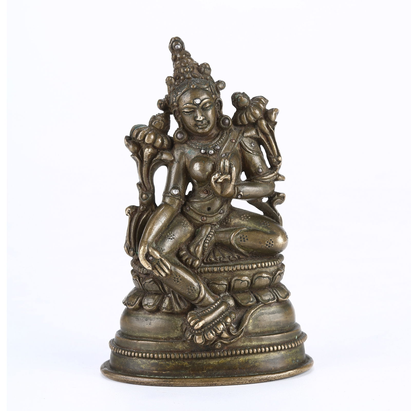 A ALLOY BRONZE STATUE OF GREEN TARA IN PALA STYLE (1 of 9)