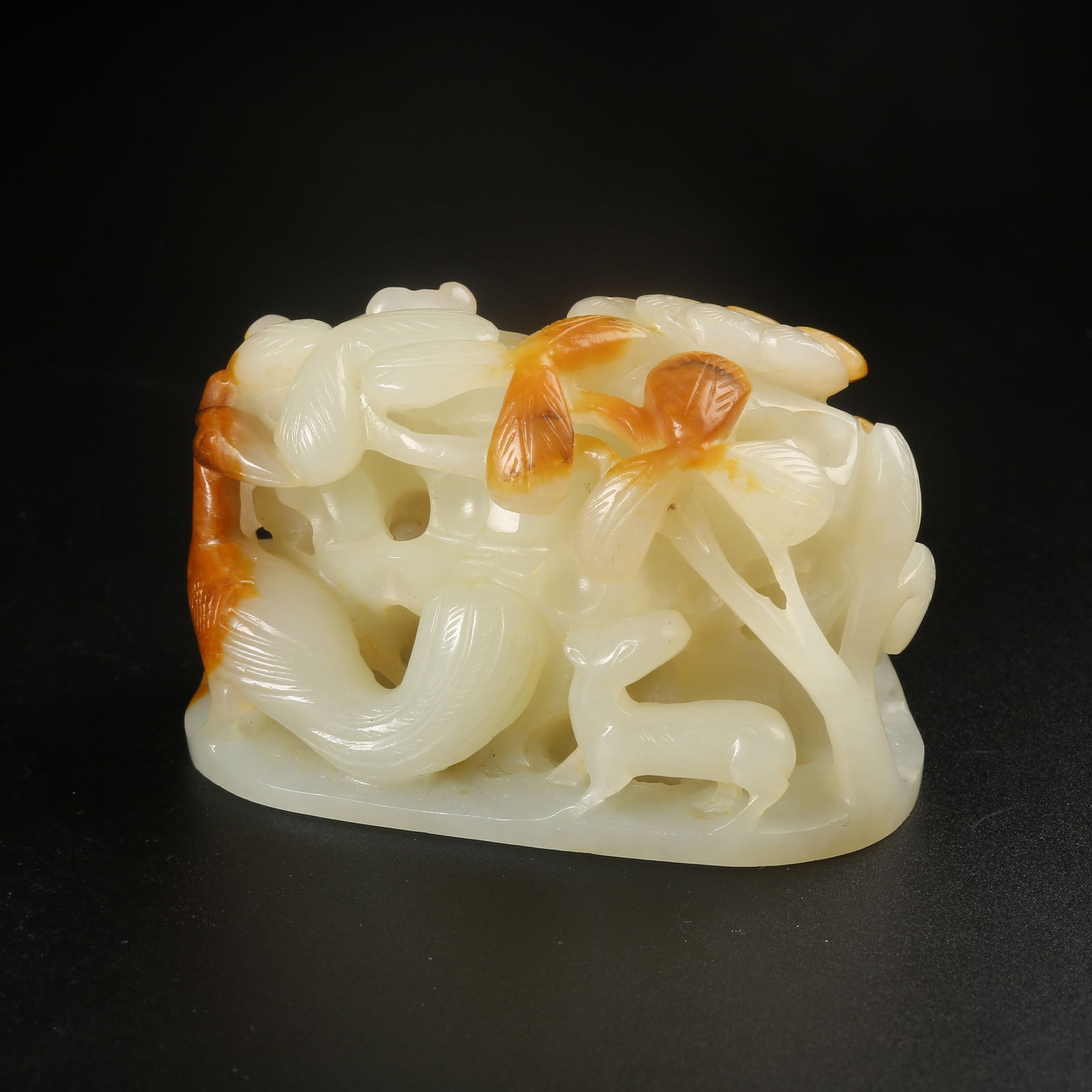 A HETIAN JADE DEER AND CRANE "SPRING TOGETHER" CENSER TRIPOD (1 of 8)