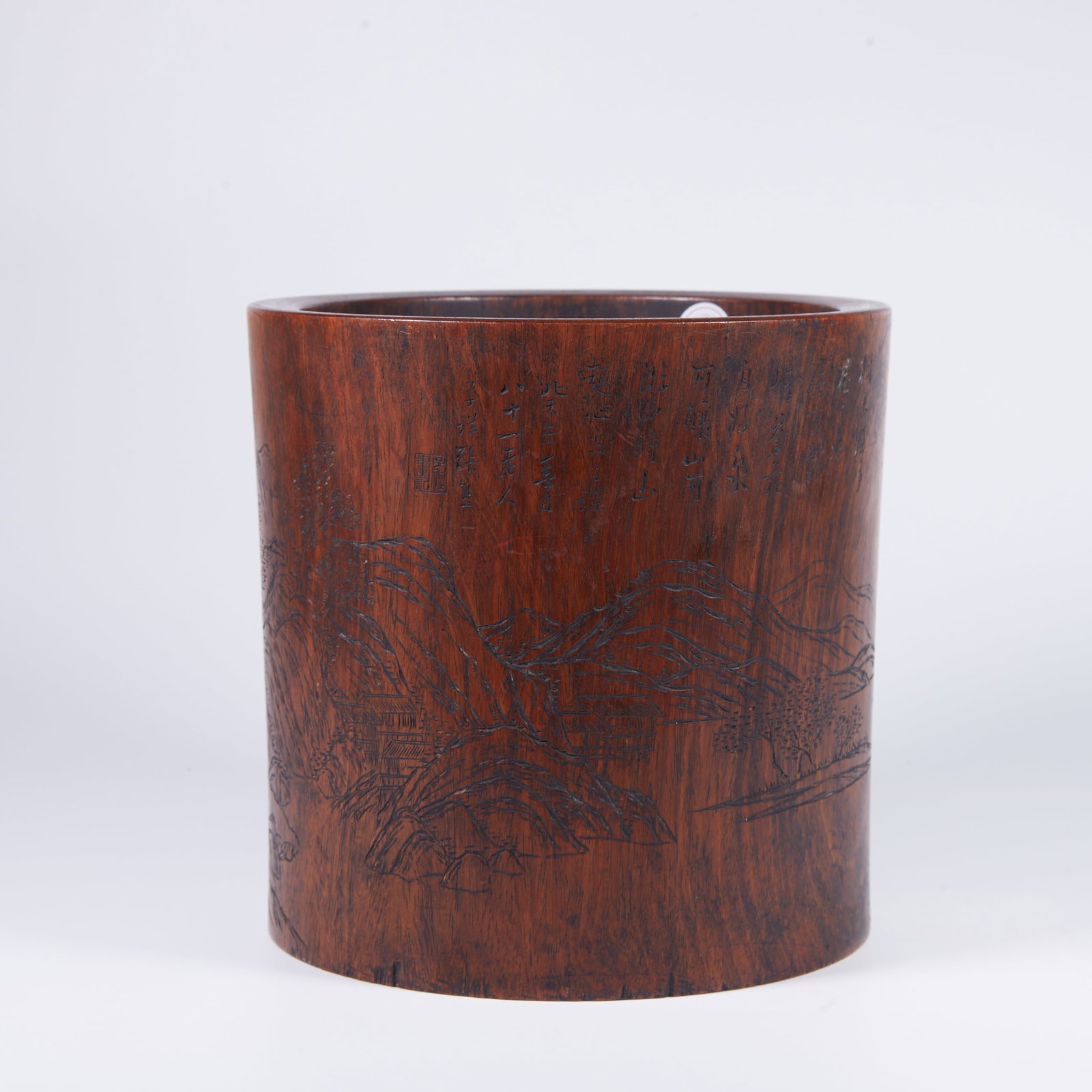A BURL WOOD BRUSH HOLDER (1 of 9)