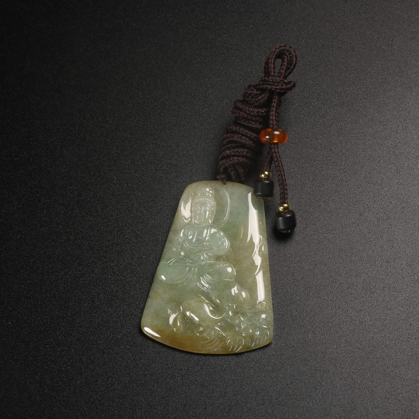 A JADEITE GUANYIN PLAQUE (1 of 8)