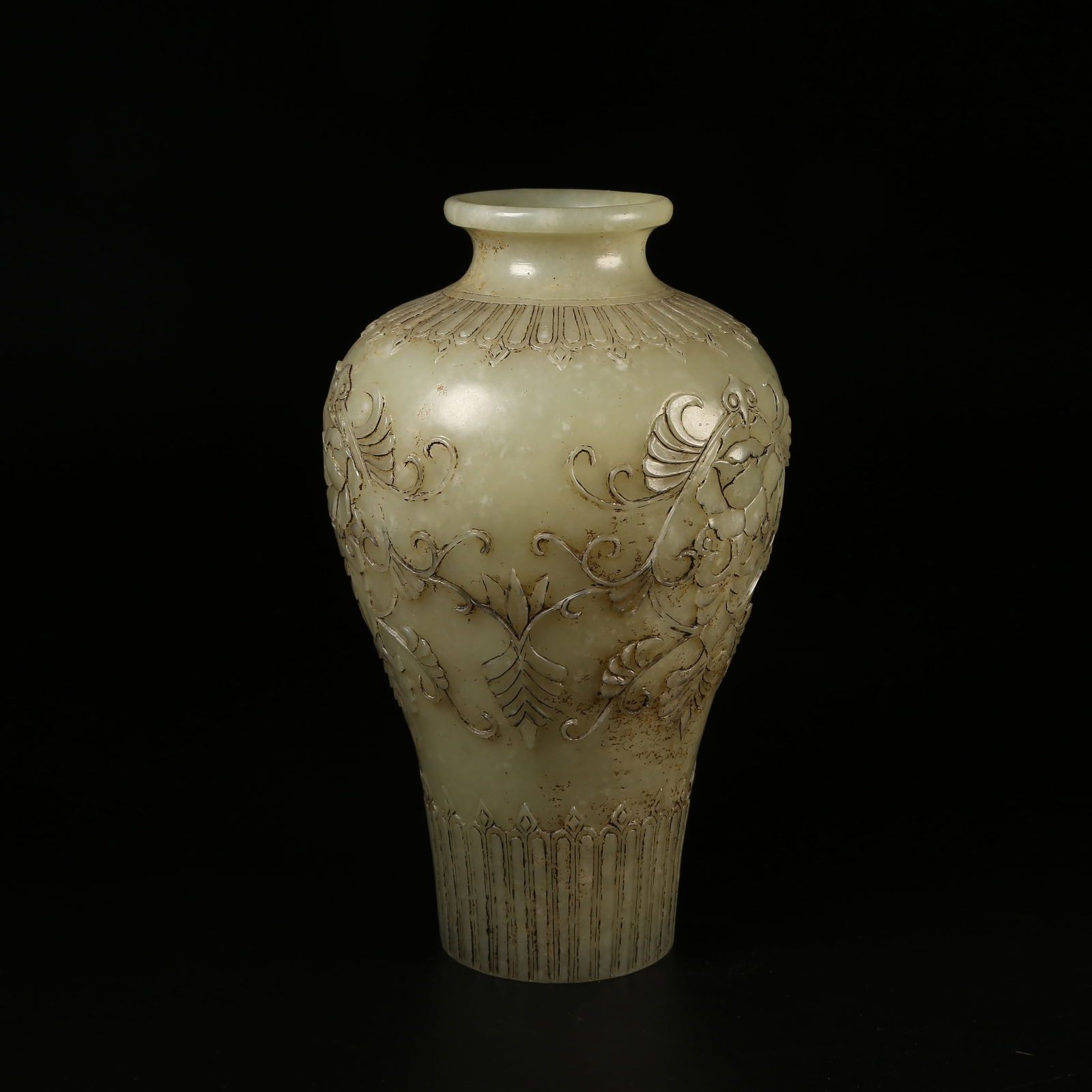 A ARCHAIC JADE MEIPING VASE WITH INTERTWINED LOTUS DESIGN (1 of 10)