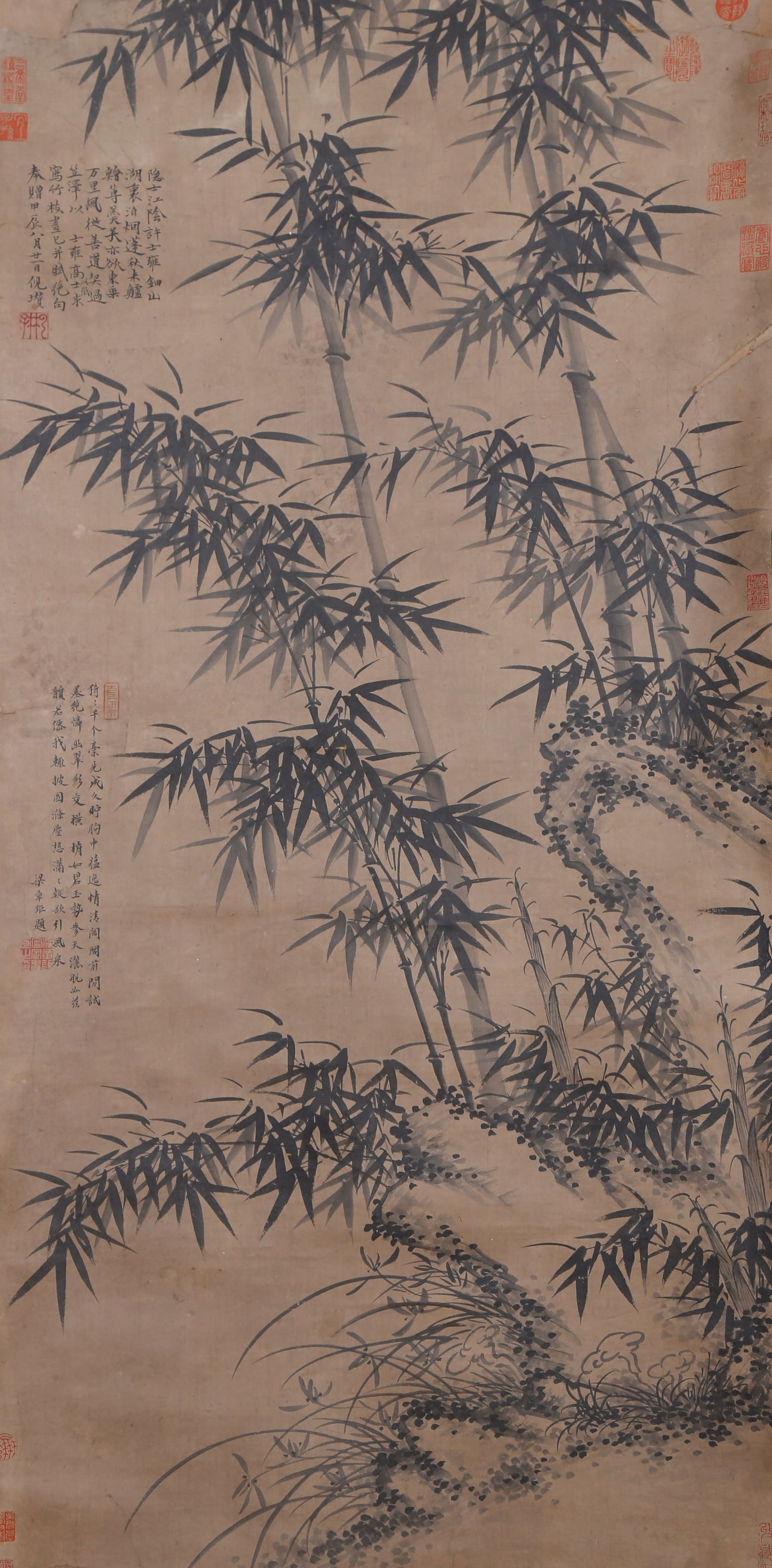 A BAMBOO AND ROCK PAINTING ON PAPER BY NI ZAN.倪瓚 (1 of 12)