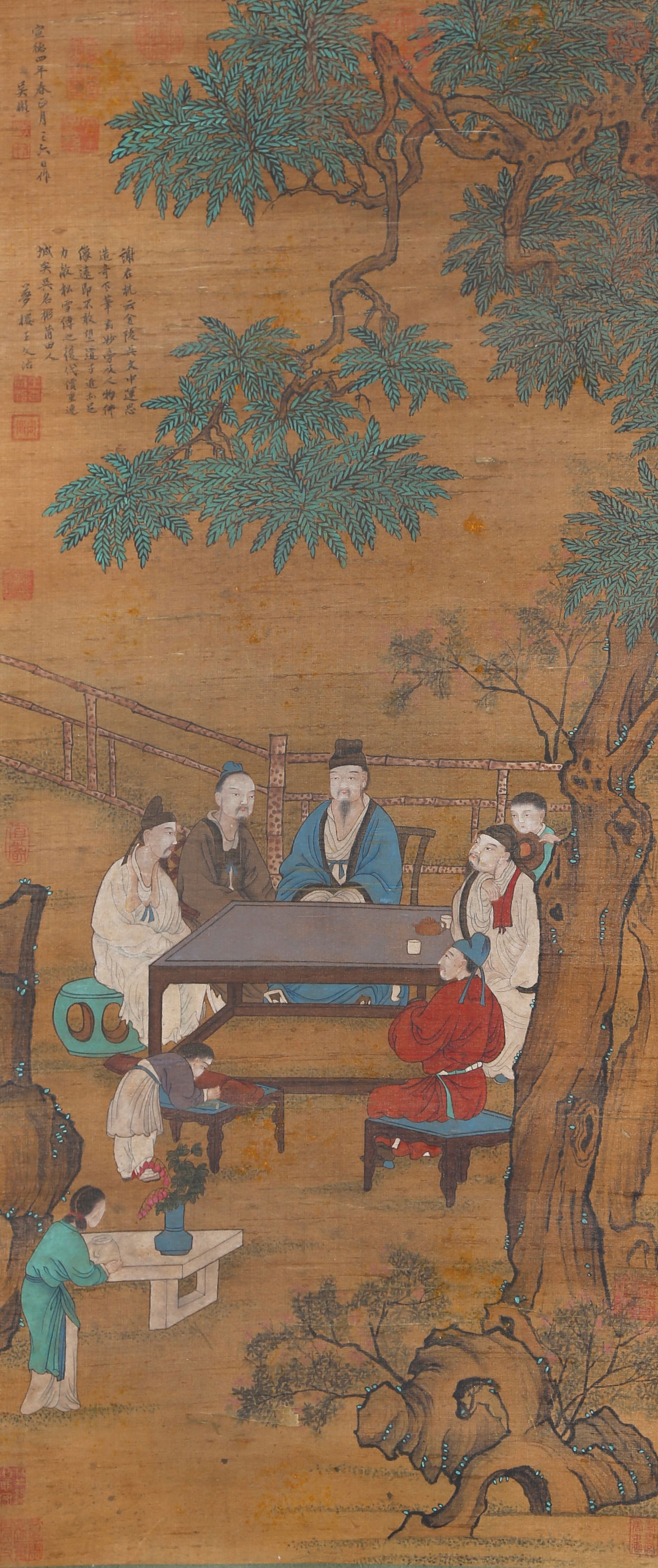 A FIGURE PAINTING ON SILK BY WU BIN.吳彬: Figure Painting on Silk by Wu Bin.吳彬