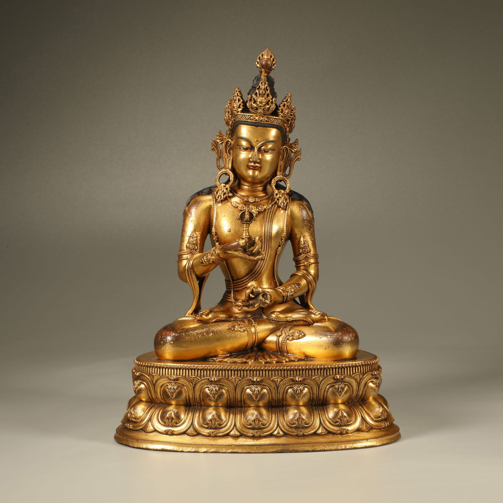 A GILT-BRONZE FIGURE OF VAJRAPANI: Gilt-bronze figure of Vajrapani