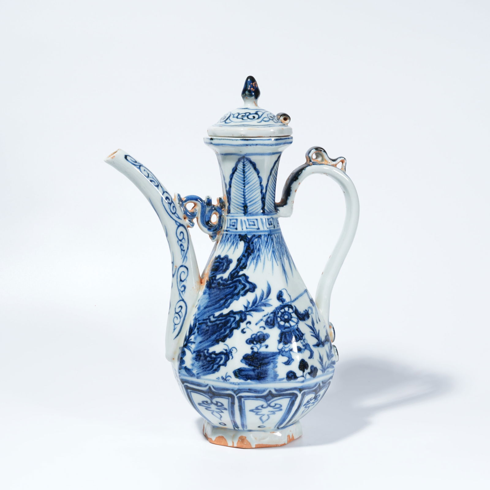 A BLUE-AND-WHITE EWER WITH LANDSCAPE AND FIGURAL DECORATION (1 of 10)