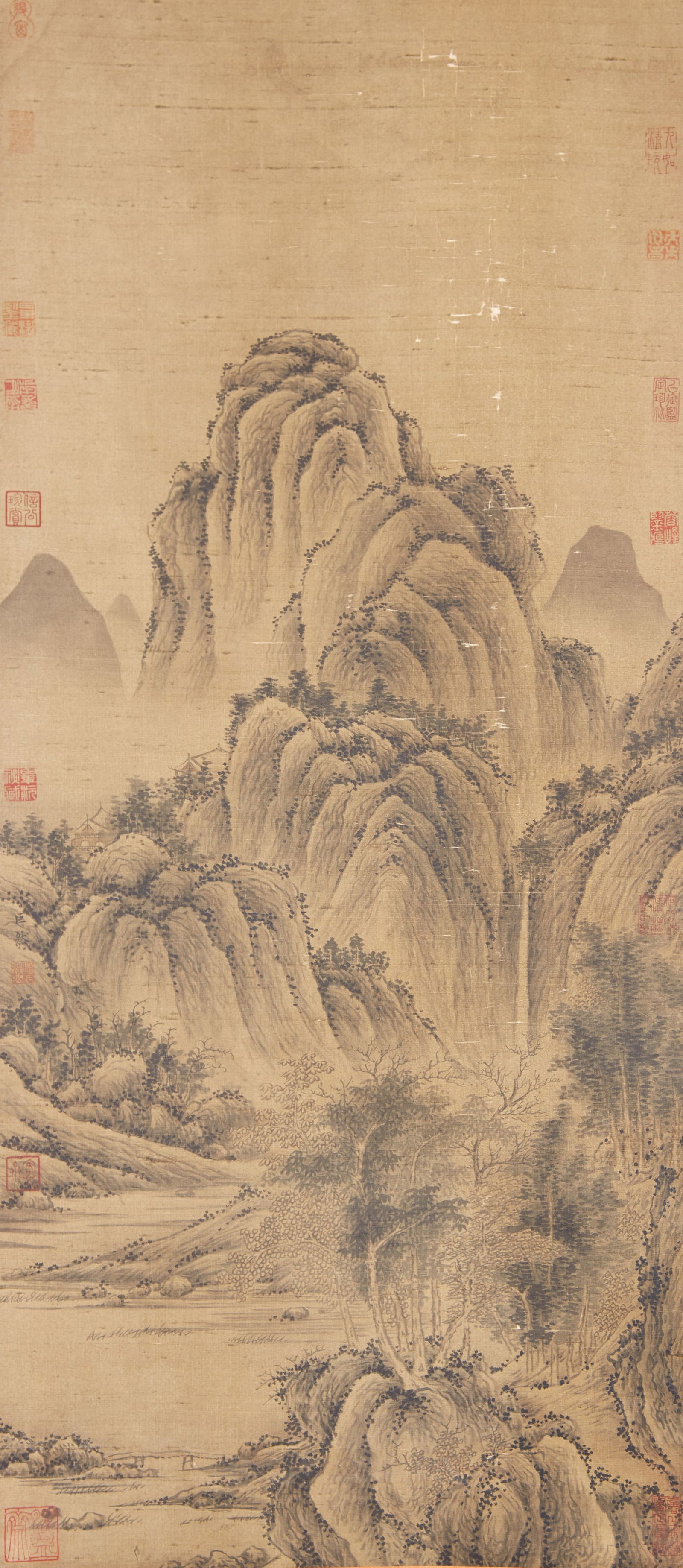 A LANDSCAPE PAINTING ON SILK BY JURAN.巨然 (1 of 10)