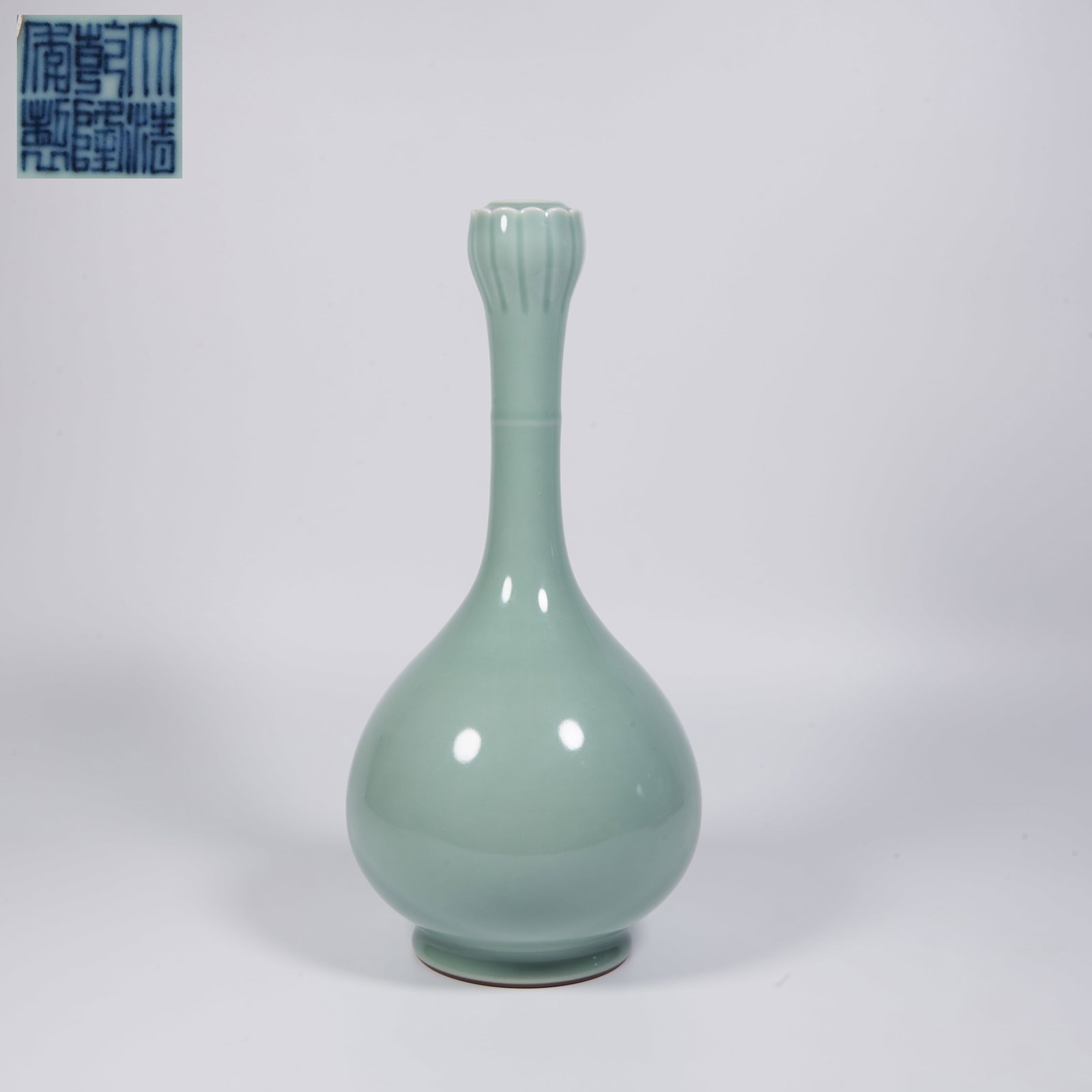 A CELADON-GLAZED LOTUS-FORM VASE (1 of 9)