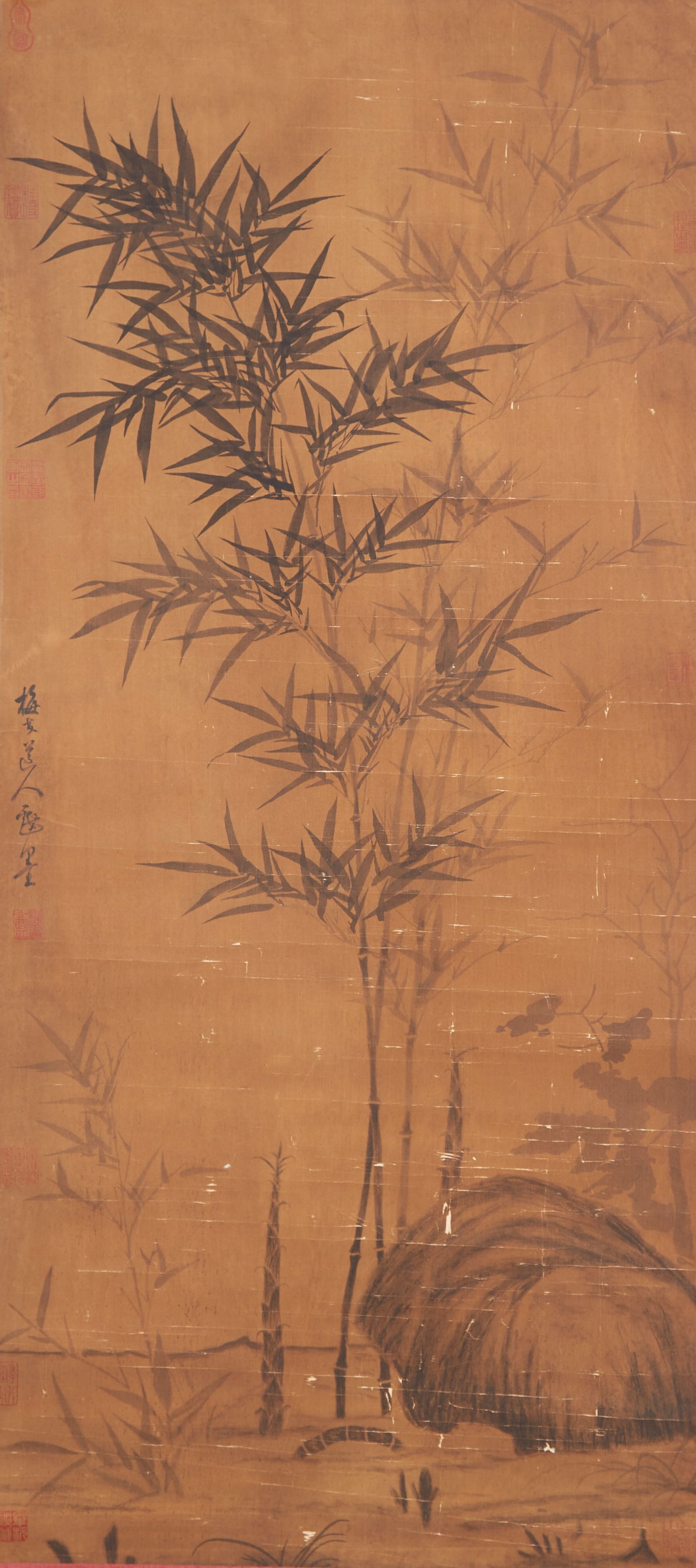 A "INK BAMBOO", PAINTING ON SILK BY WU ZHEN.吳鎮 (1 of 9)