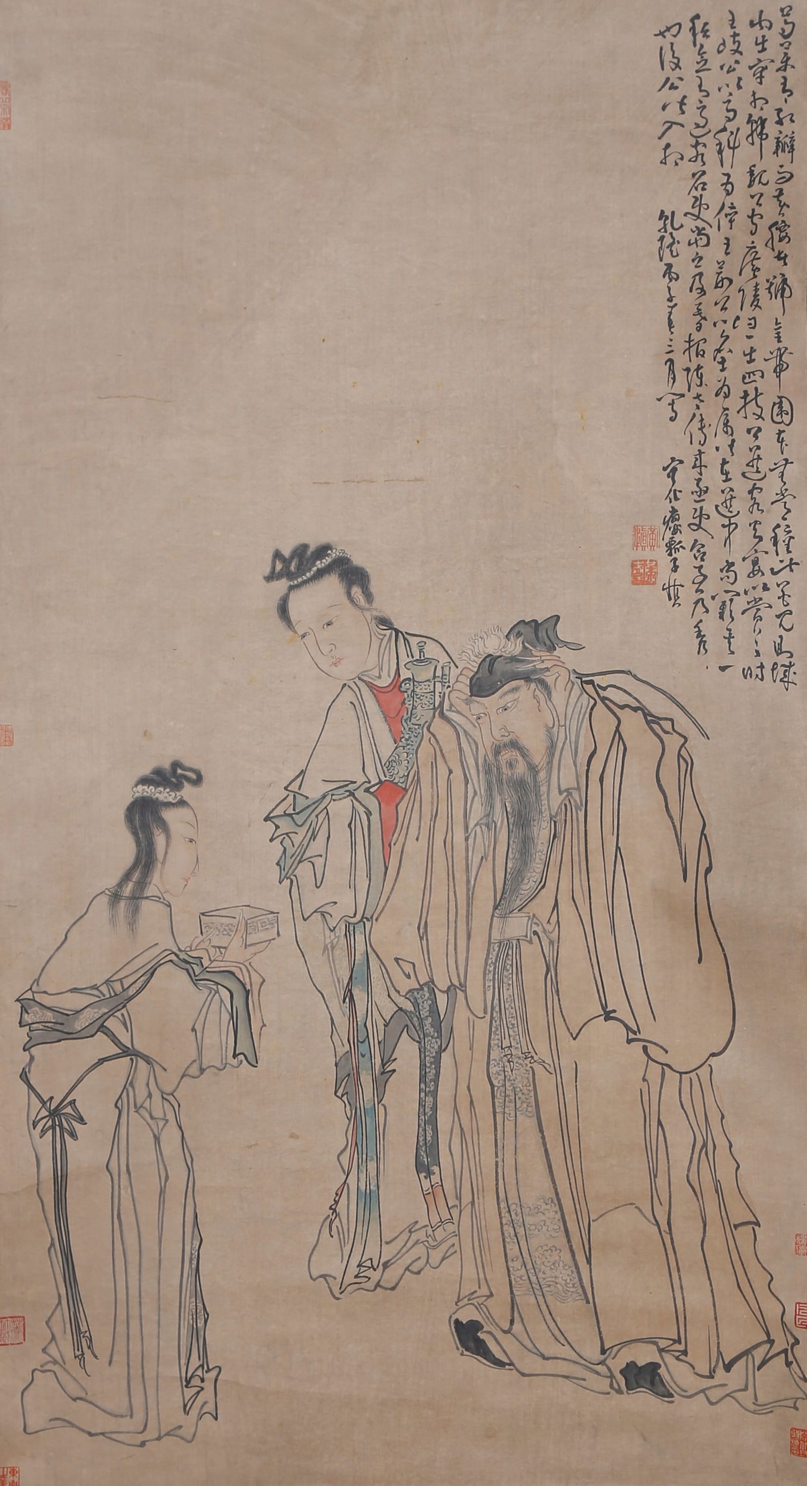 A FIGURE PAINTING ON PAPER BY HUANG SHEN.黃慎 (1 of 9)