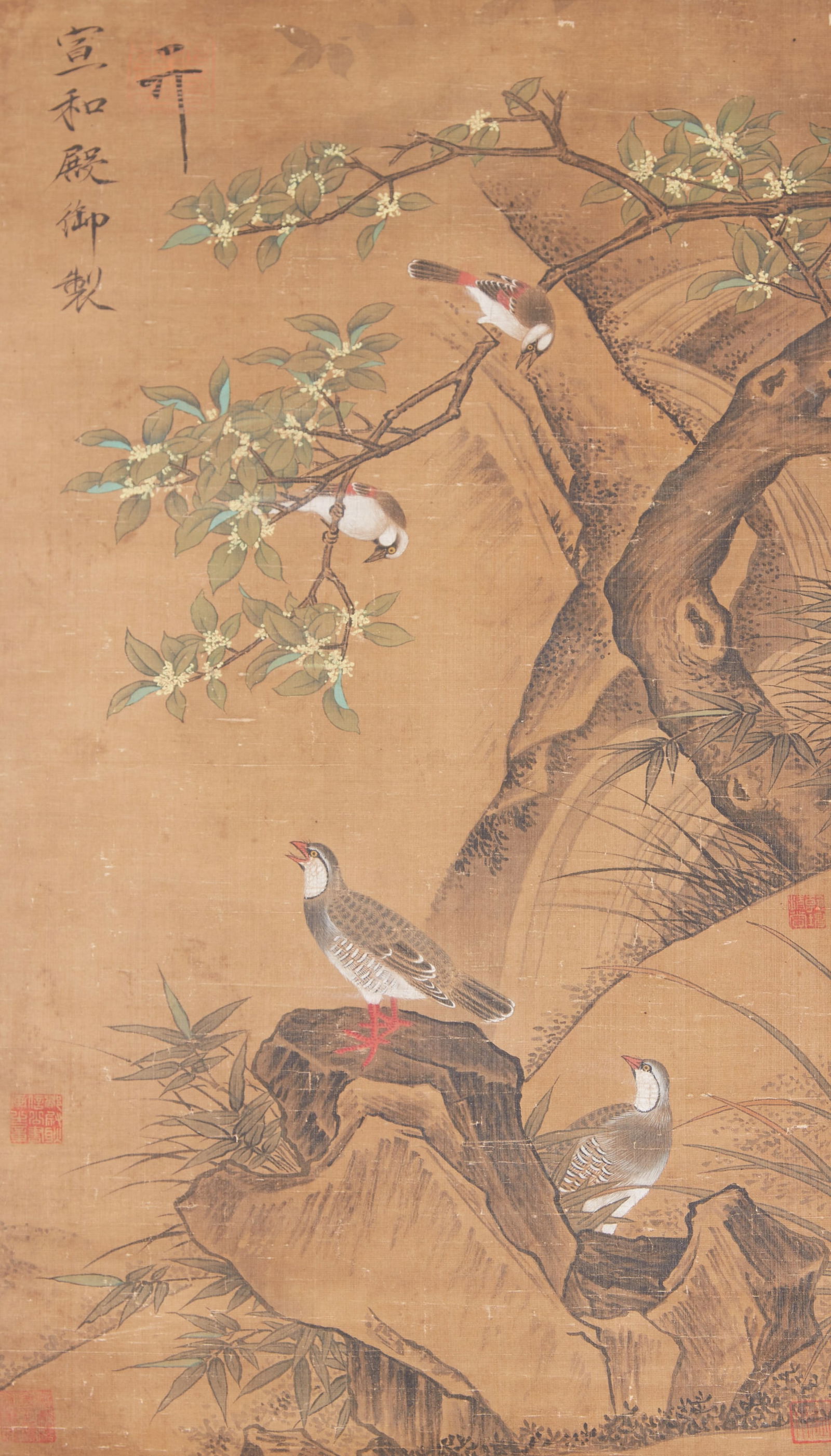 A BIRD-AND-FLOWER PAINTING ON SILK BY EMPEROR HUIZONG OF THE SONG DYNASTY.宋徽宗 (1 of 10)