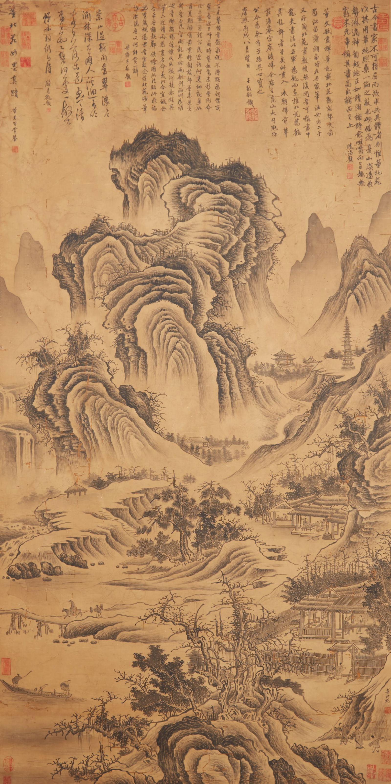 A LANDSCAPE PAINTING ON SILK BY DONG YUAN.董源 (1 of 16)