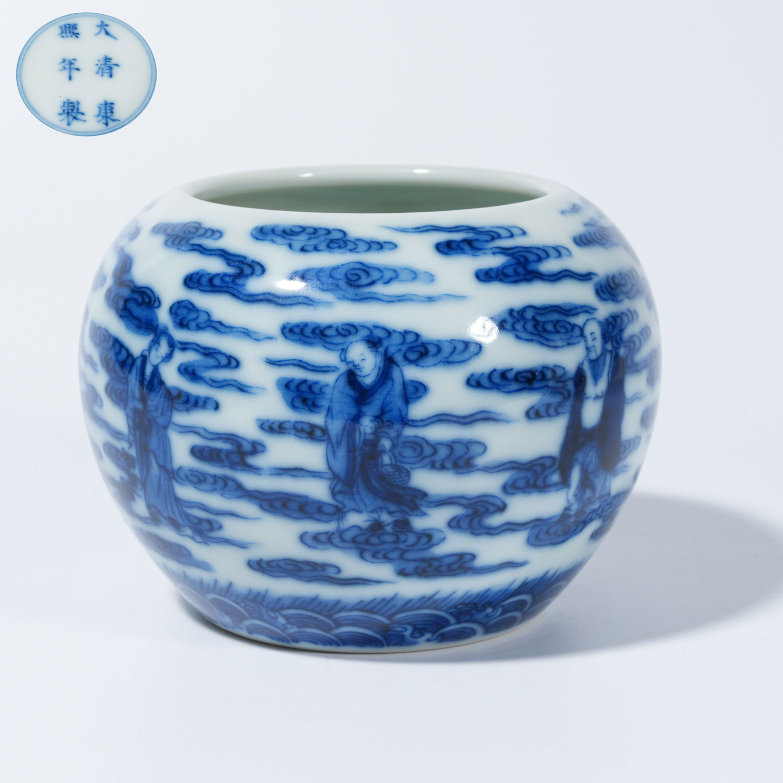 A BLUE-AND-WHITE JAR WITH EIGHT IMMORTALS MOTIF (1 of 9)