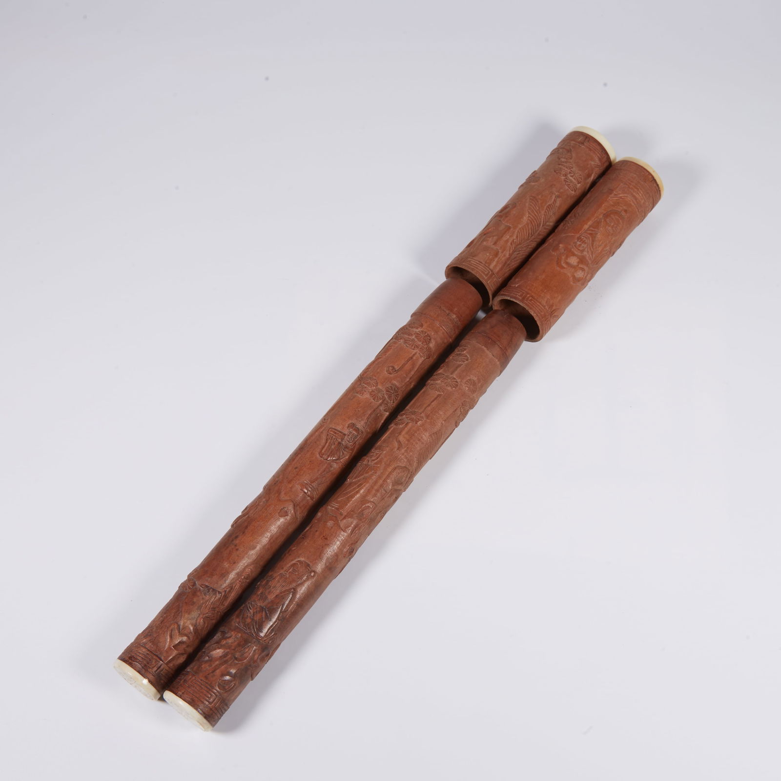 A SET OF BOXWOOD BRUSH HANDLES WITH FIGURAL MOTIFS (1 of 9)