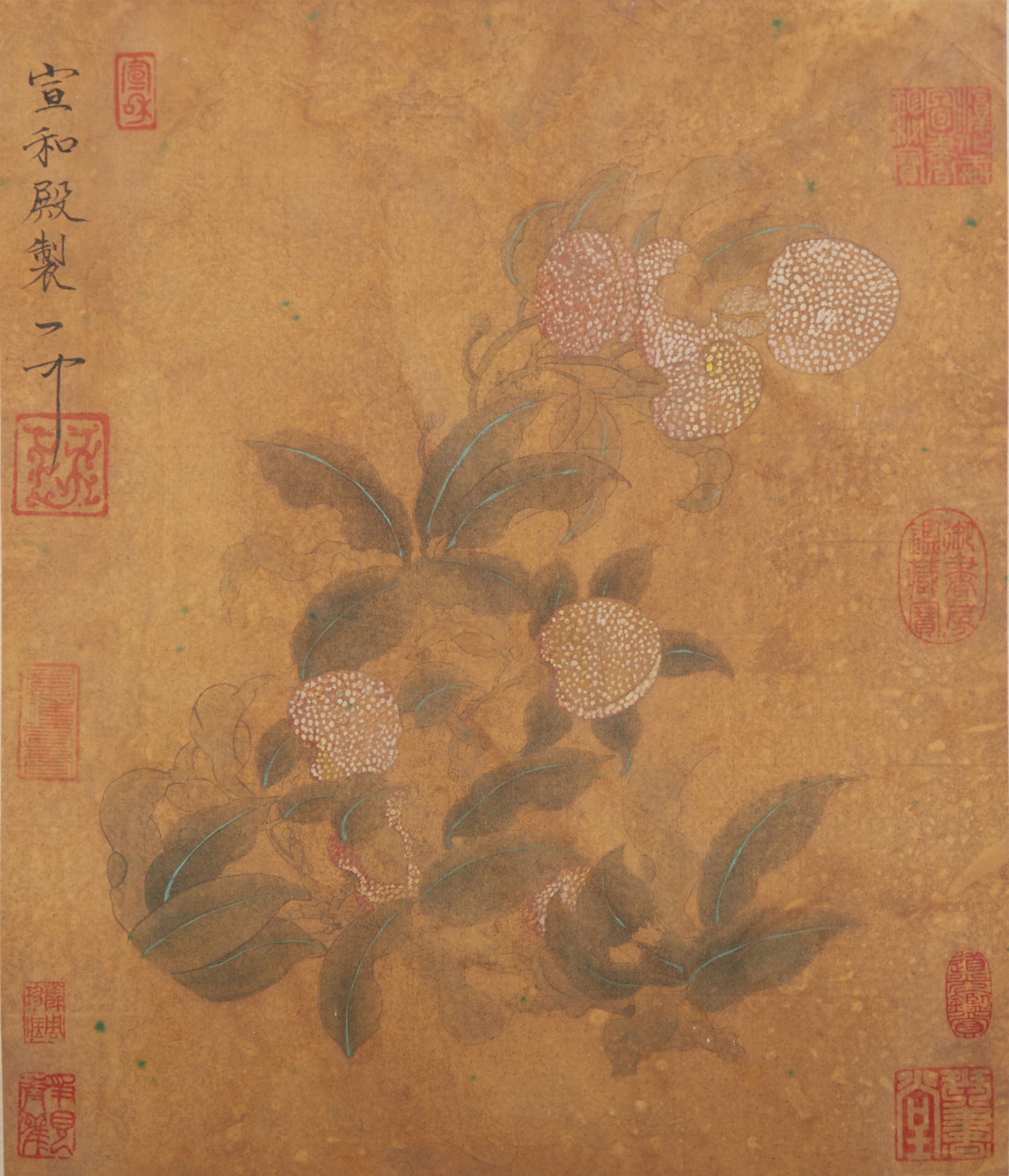 A FLOWER PAINTING ON SILK, ALBUM LEAF, BY EMPEROR HUIZONG OF THE SONG DYNASTY.宋徽 (1 of 9)