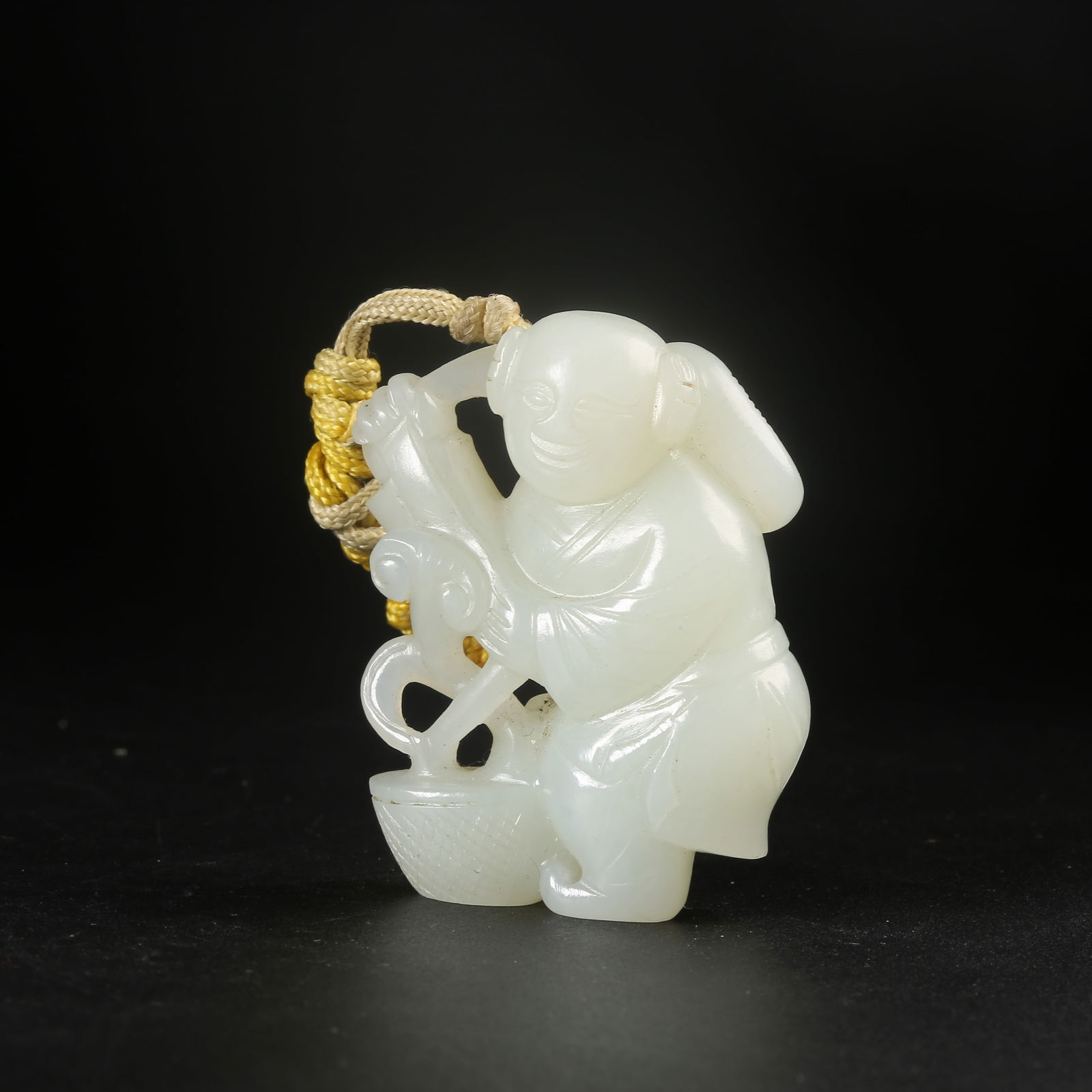 A HETIAN WHITE JADE CHILD WITH LINGZHI PENDANT (1 of 8)