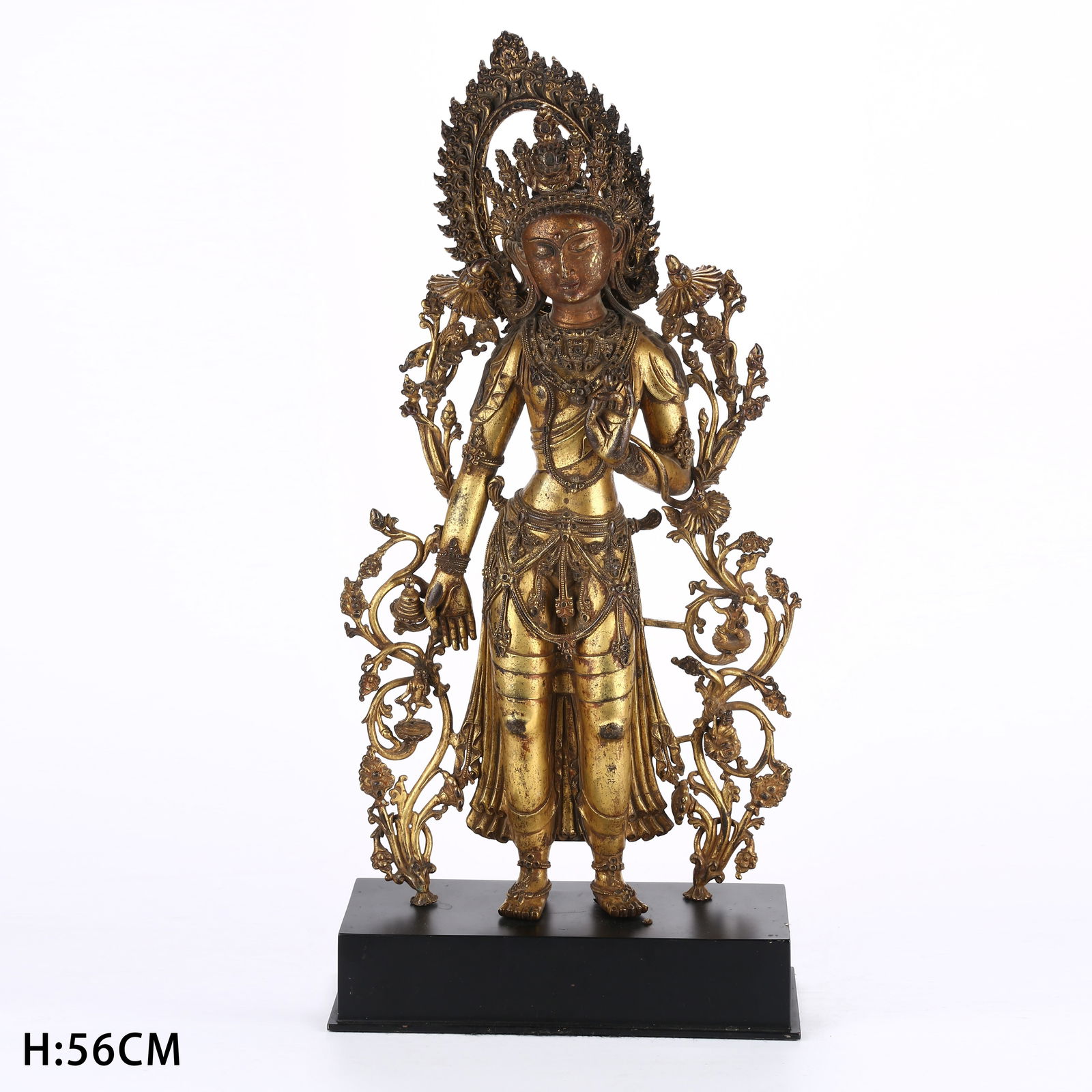 A GILT BRONZE STANDING STATUE OF AVALOKITESHVARA (1 of 9)