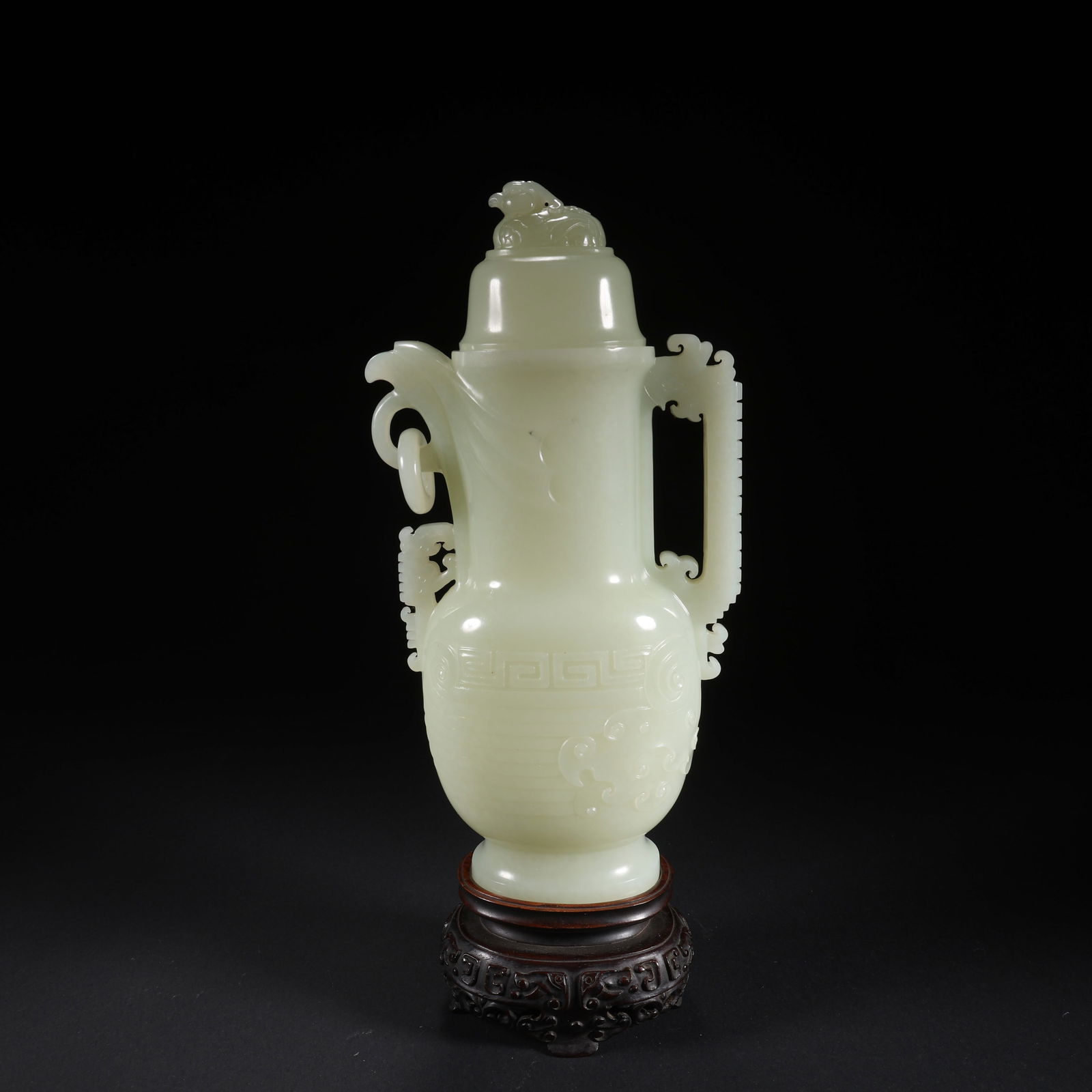A HETIAN JADE "DRAGON AND PHOENIX AUSPICIOUS HARMONY" TEAPOT (1 of 9)