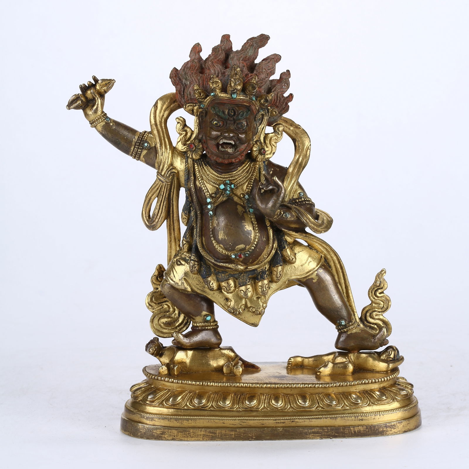 A GILT BRONZE STATUE OF VAJRAPANI BODHISATTVA: Gilt Bronze Statue of Vajrapani Bodhisattva