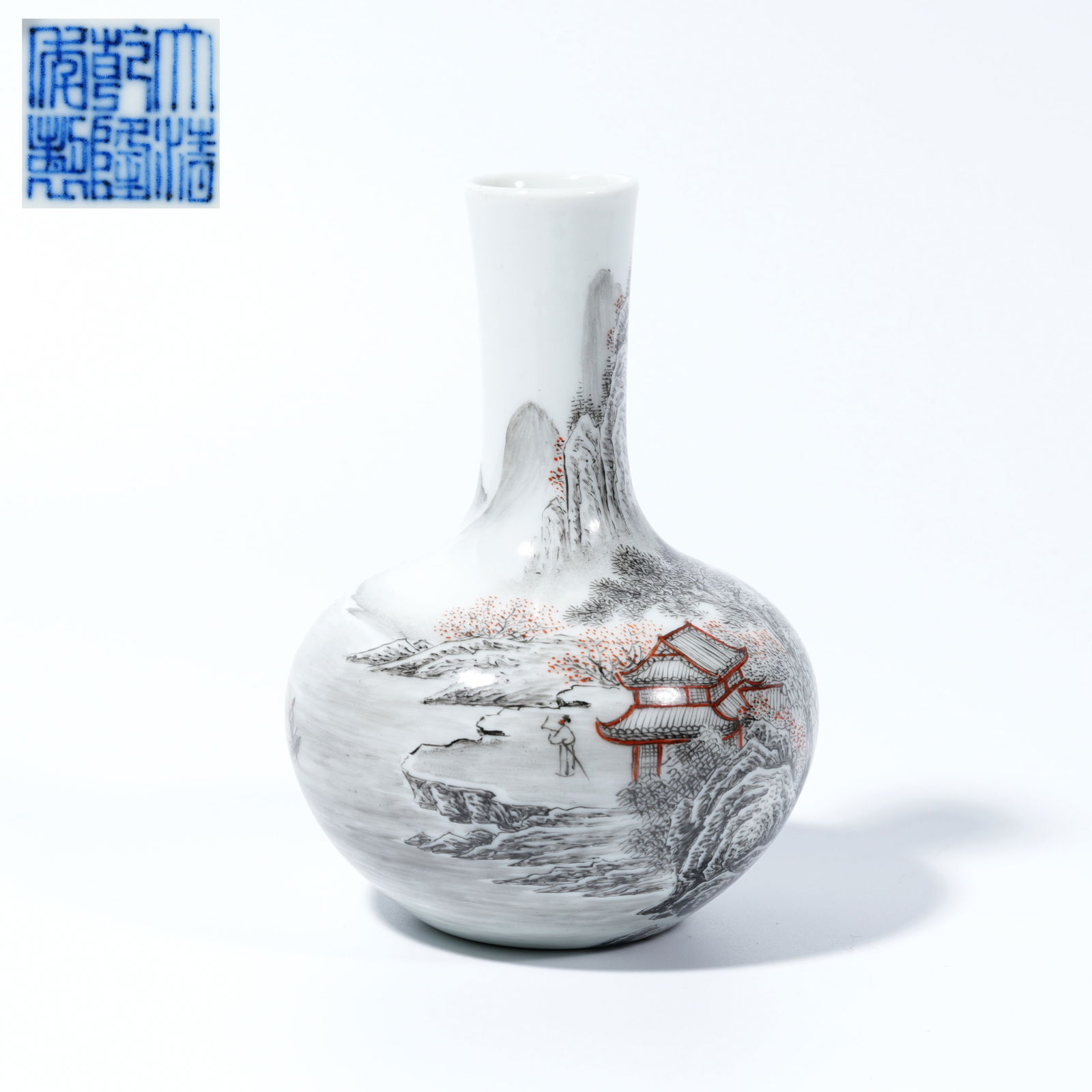 A INK-AND-COLOR VASE WITH LANDSCAPE AND FIGURAL DECORATION (1 of 10)