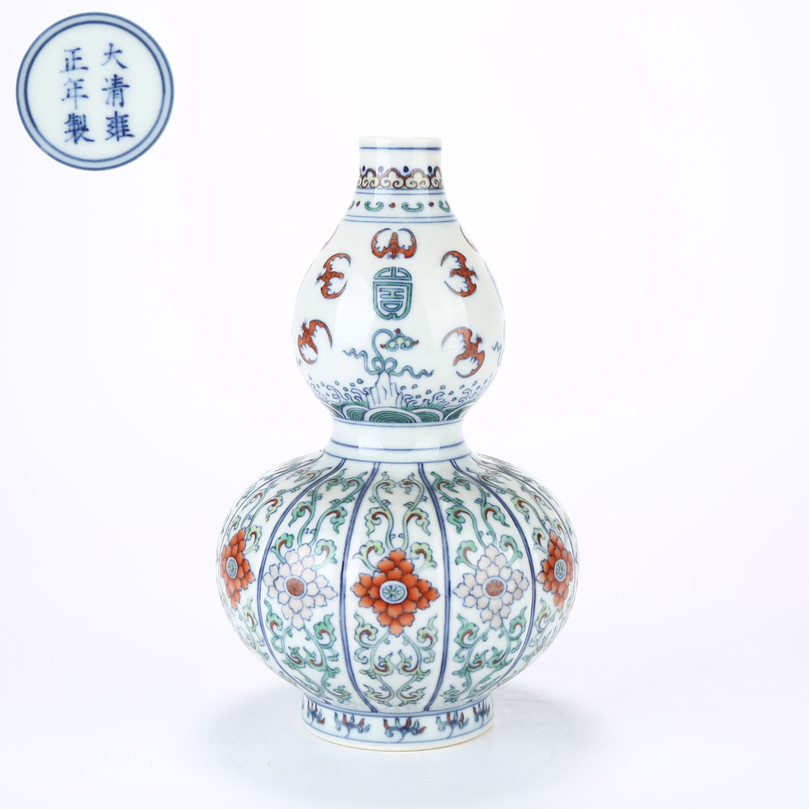 A DOUCAI GOURD VASE WITH SCROLLING FLORAL DESIGN (1 of 11)