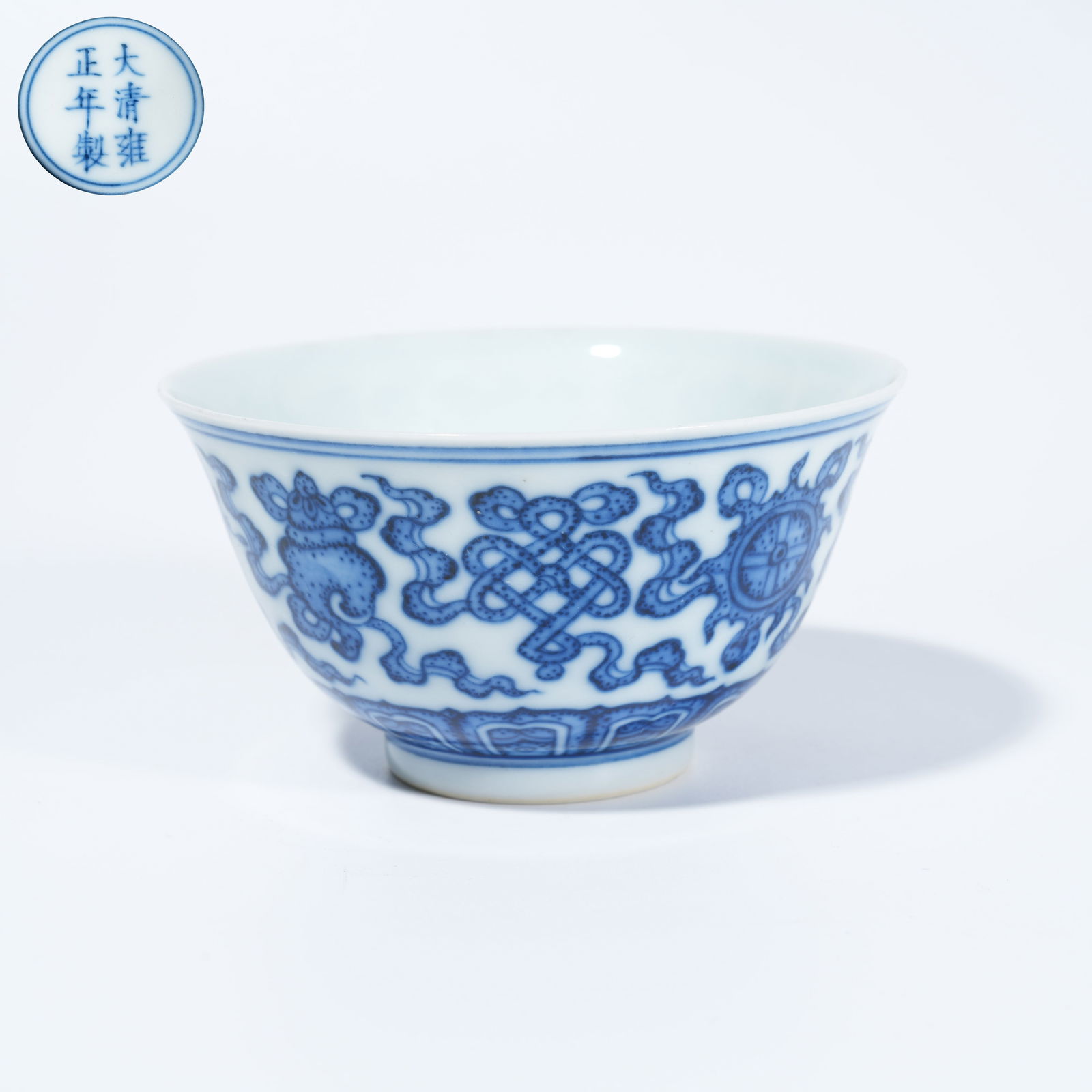 A BLUE-AND-WHITE CUP WITH EIGHT TREASURES MOTIF (1 of 9)