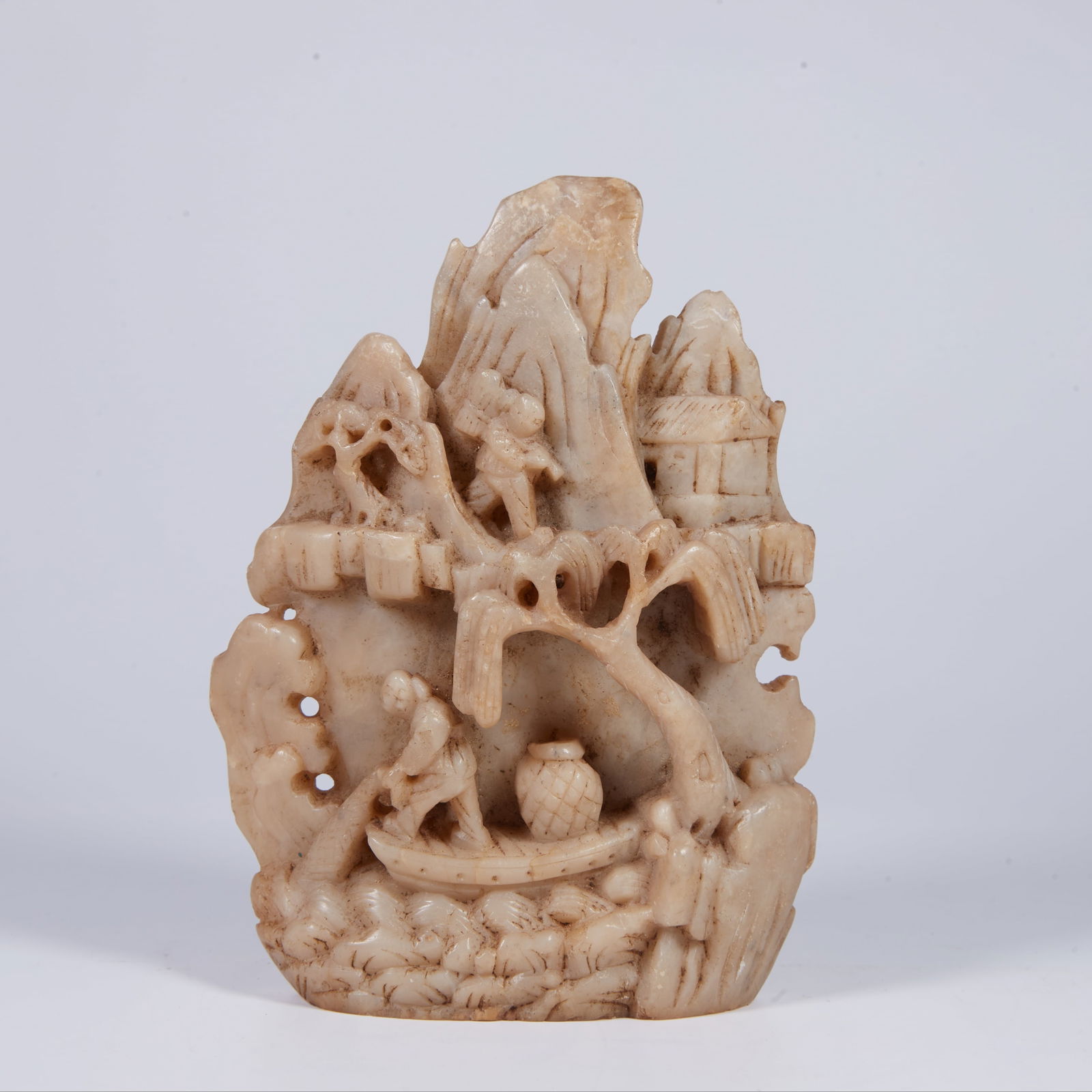 A SHOUSHAN STONE ORNAMENT WITH LANDSCAPE AND FIGURAL DECORATION (1 of 7)