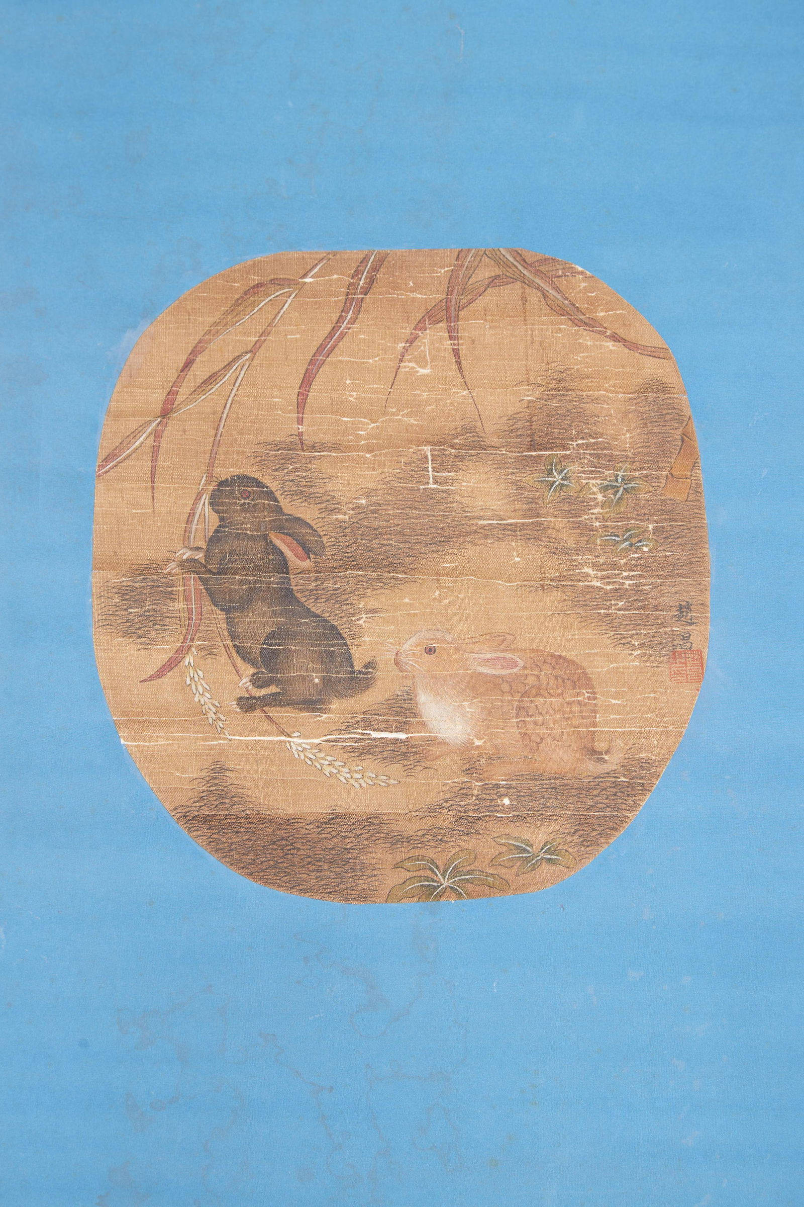 A "TWO RABBITS", PAINTING ON SILK BY ZHAO CHANG.趙昌 (1 of 7)