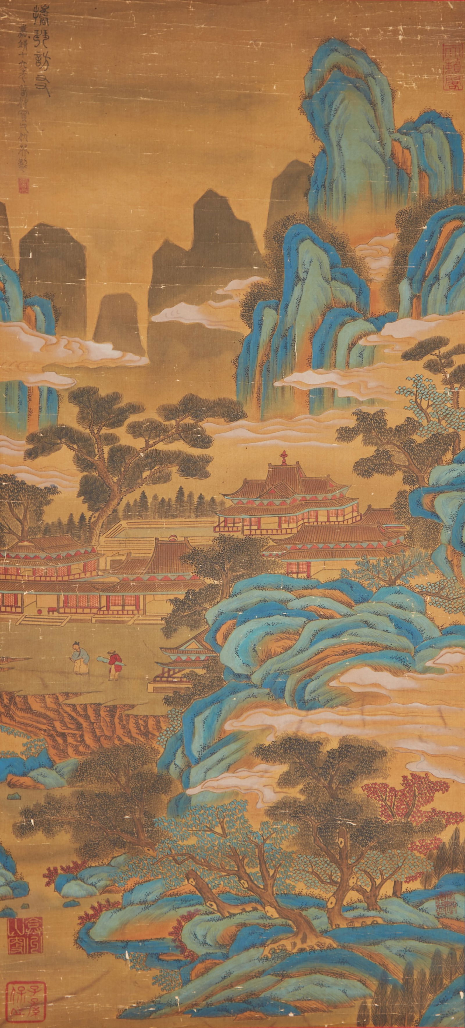 A "VISITING A FRIEND WHILE CARRYING A QIN", PAINTING ON SILK BY QIU YING.仇英: "Visiting a Friend While Carrying a Qin", Painting on Silk by Qiu Ying.仇英