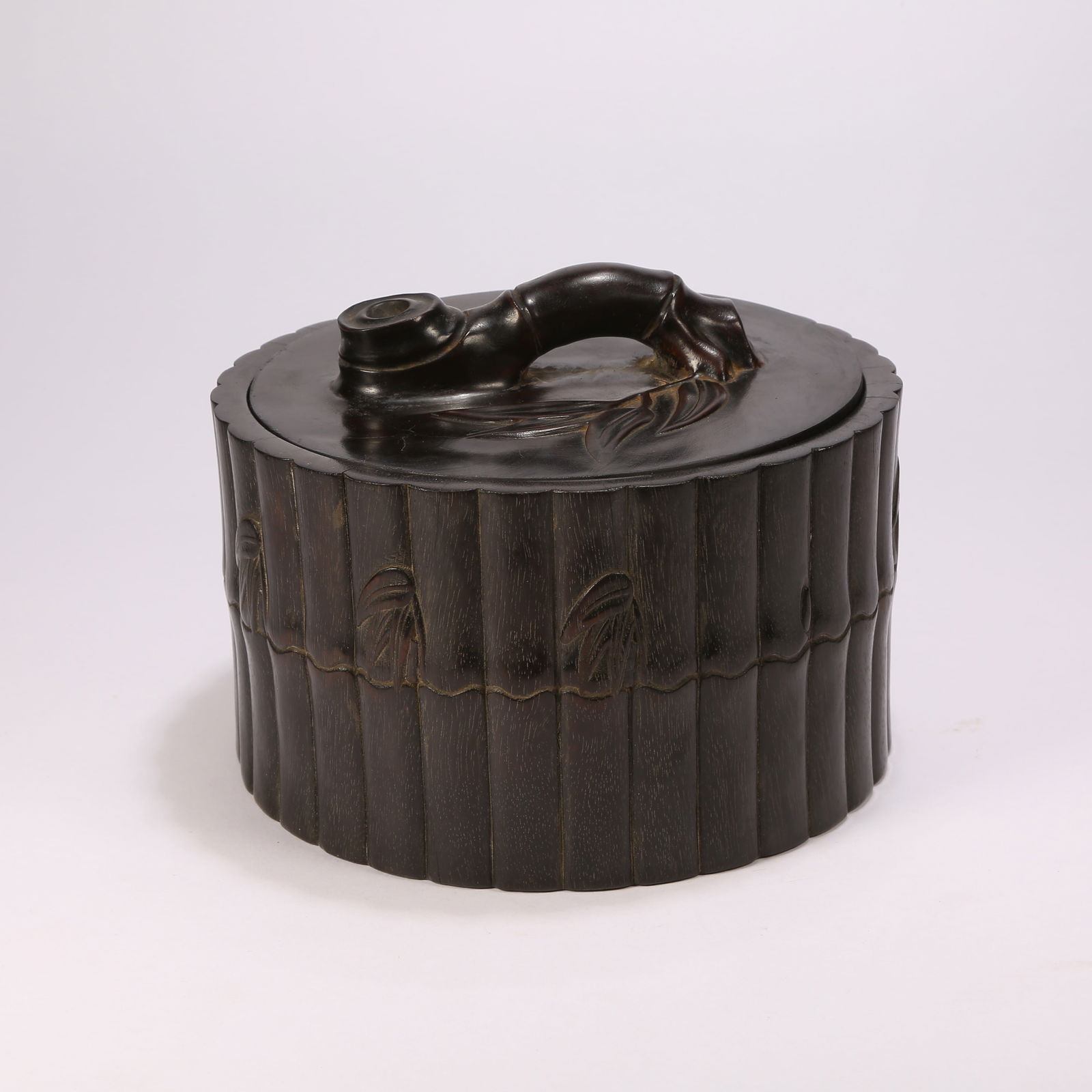 A ZITAN WOOD BAMBOO-FORM LIDDED BOX (1 of 11)