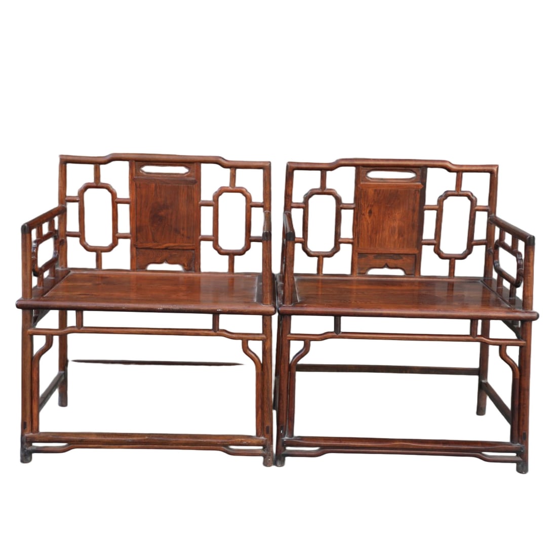 A HUANGHUALI WOOD CHAN CHAIRS, PAIR (1 of 6)