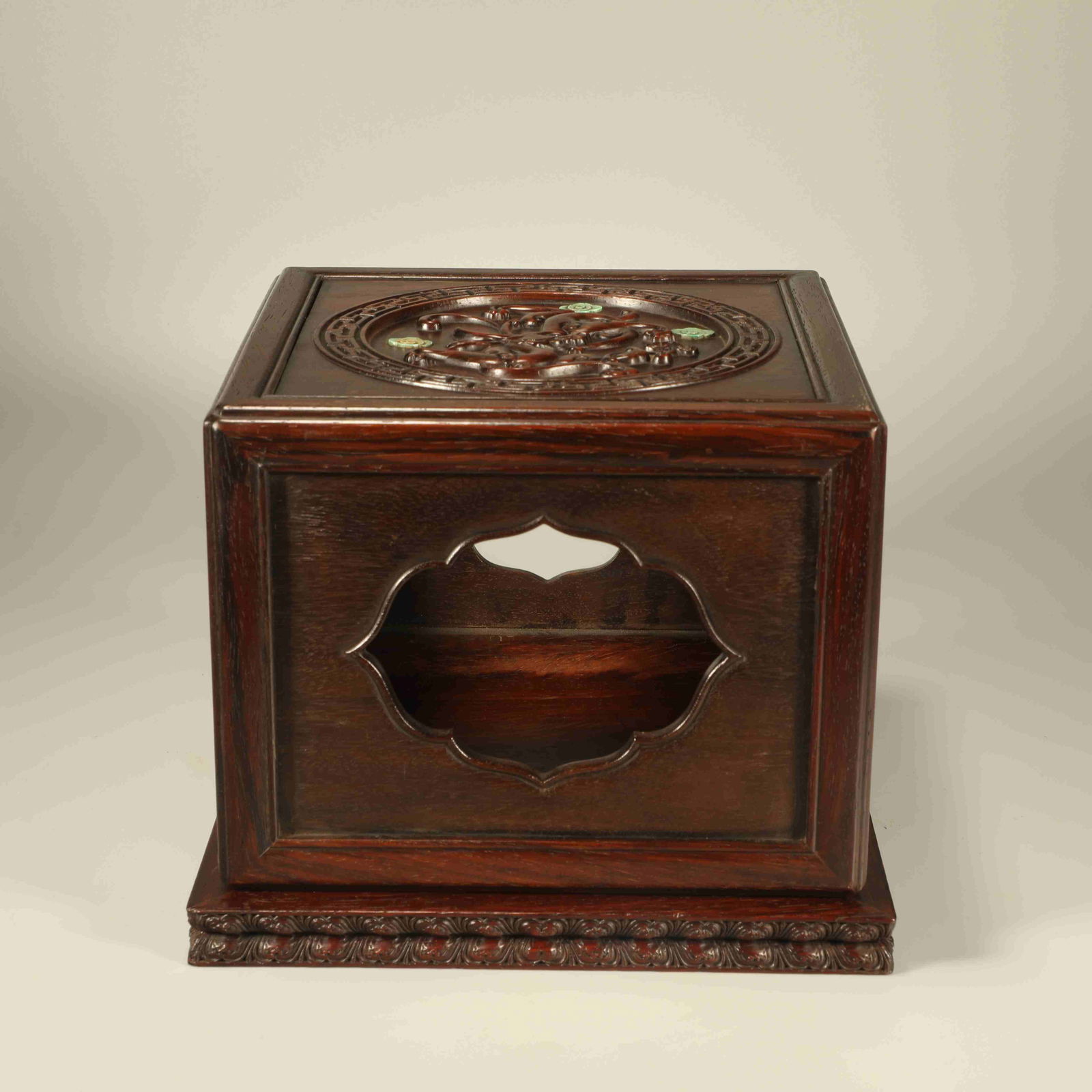 A HUANGHUALI WOOD SEAL BOX CARVED WITH DRAGON MOTIFS (1 of 6)
