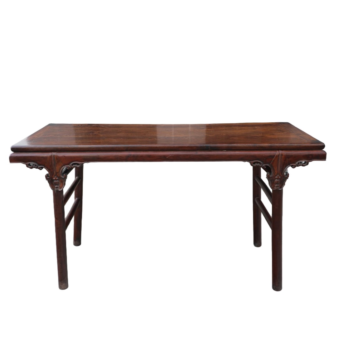 A HUANGHUALI WOOD FOLDING CAMPAIGN TABLE CARVED WITH LINGZHI FUNGUS MOTIFS (1 of 9)