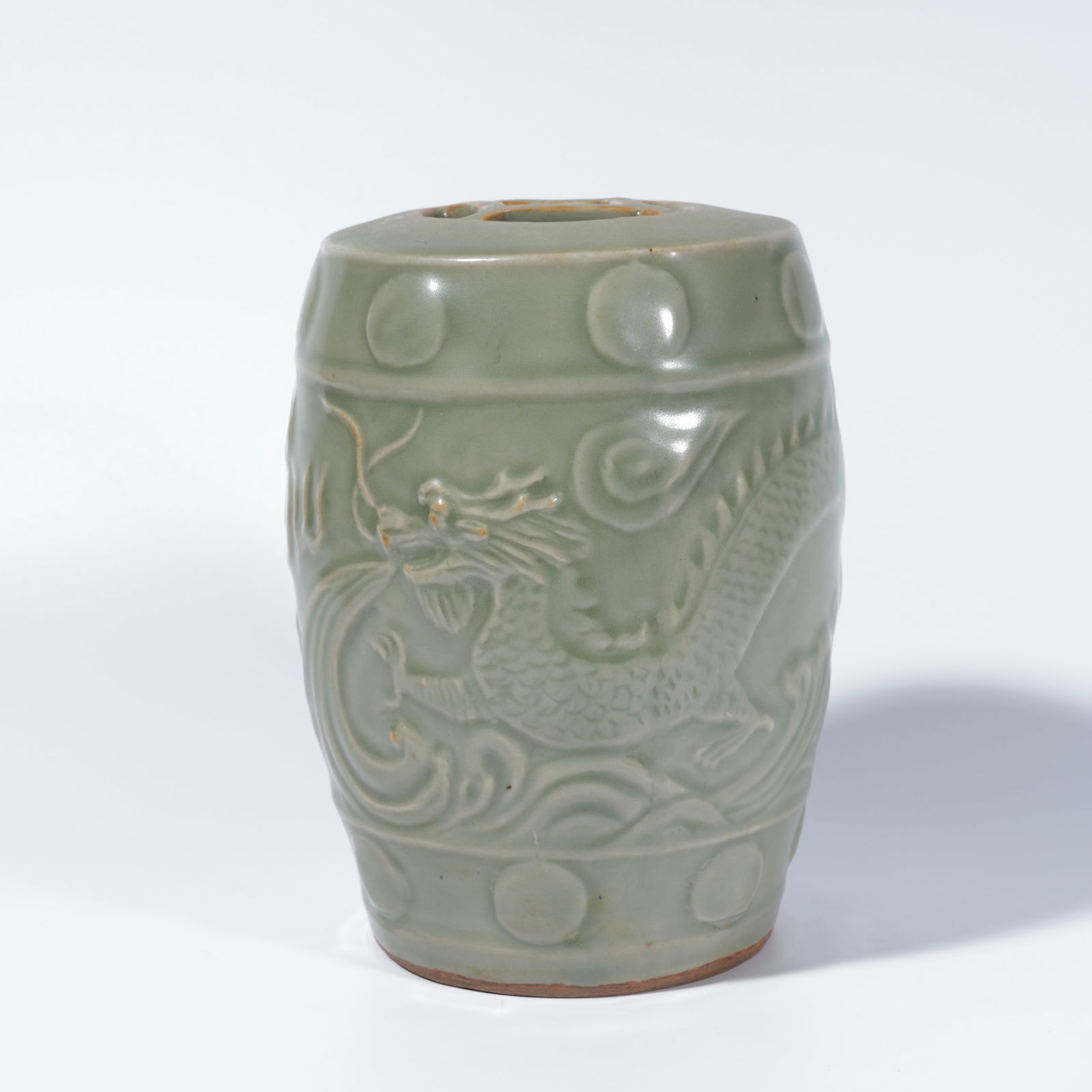 A LONGQUAN WARE DRAGON-PATTERNED EMBROIDERED STOOL (1 of 9)