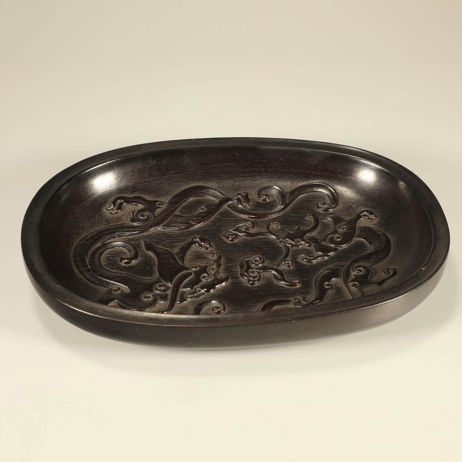 A ZITAN WOOD BRUSH WASHER CARVED WITH CHILONG MOTIFS (1 of 7)