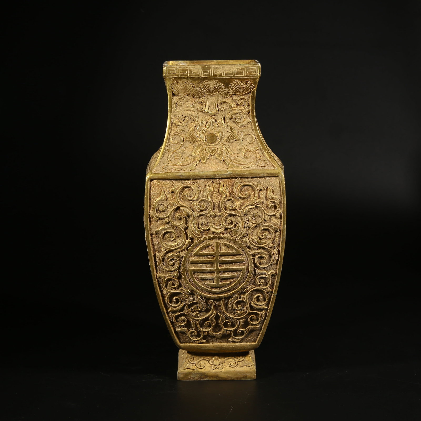A GILT BRONZE VASE WITH FLORAL DESIGN (1 of 10)