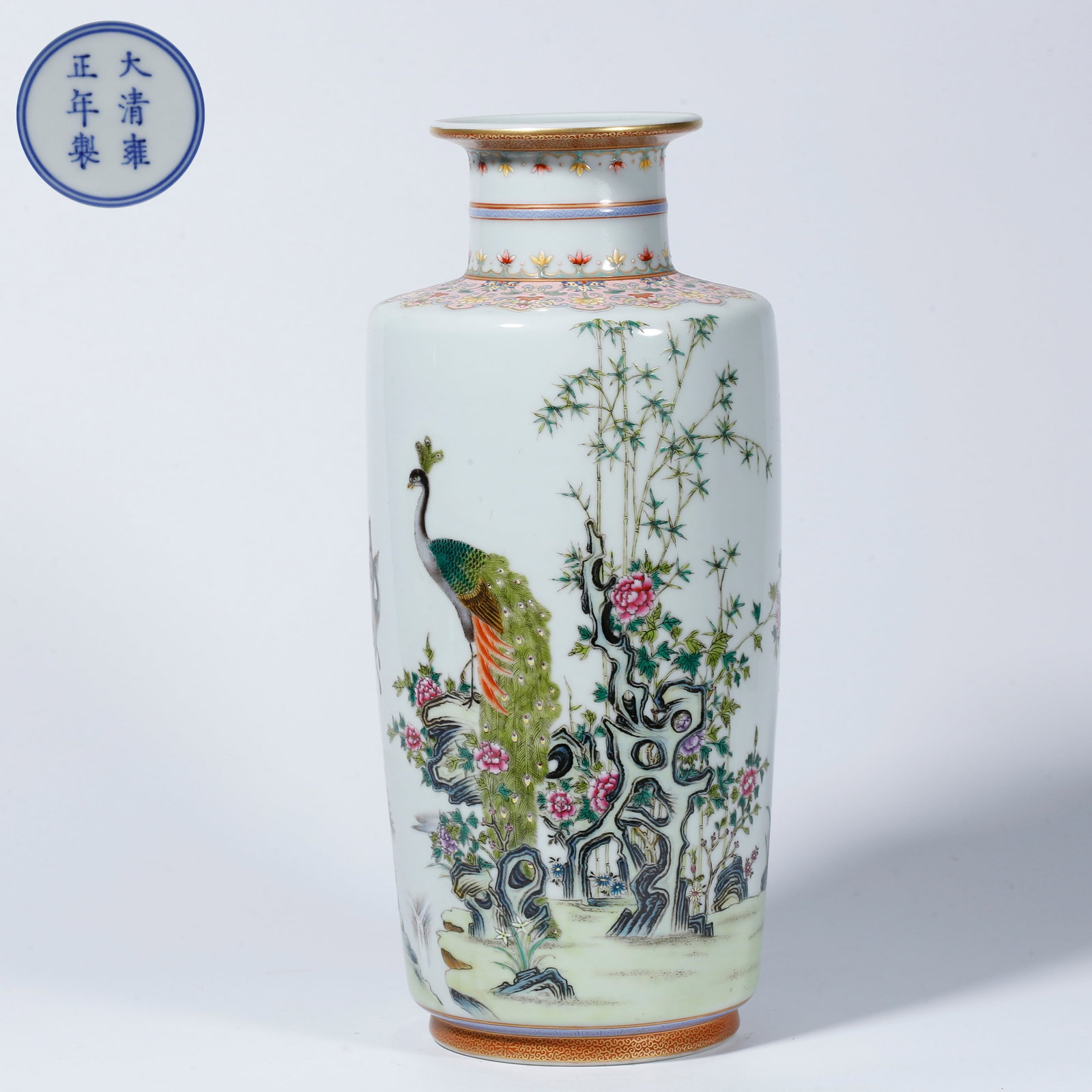 A FAMILLE ROSE MOUTH-RIM VASE WITH FLORAL DESIGN (1 of 10)