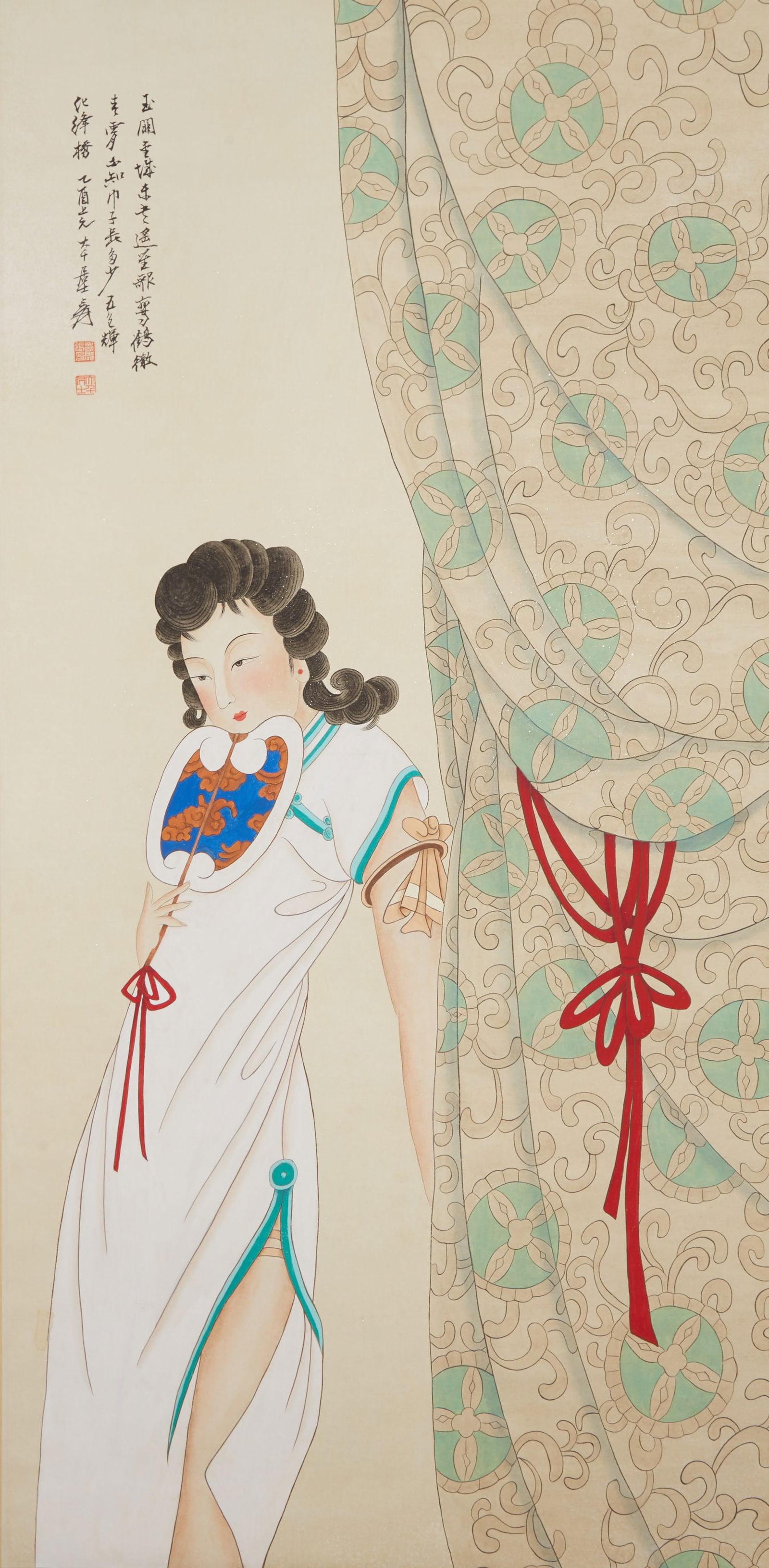 A FIGURE PAINTING ON PAPER BY ZHANG DAQIAN.張大千: Figure Painting on Paper by Zhang Daqian.張大千