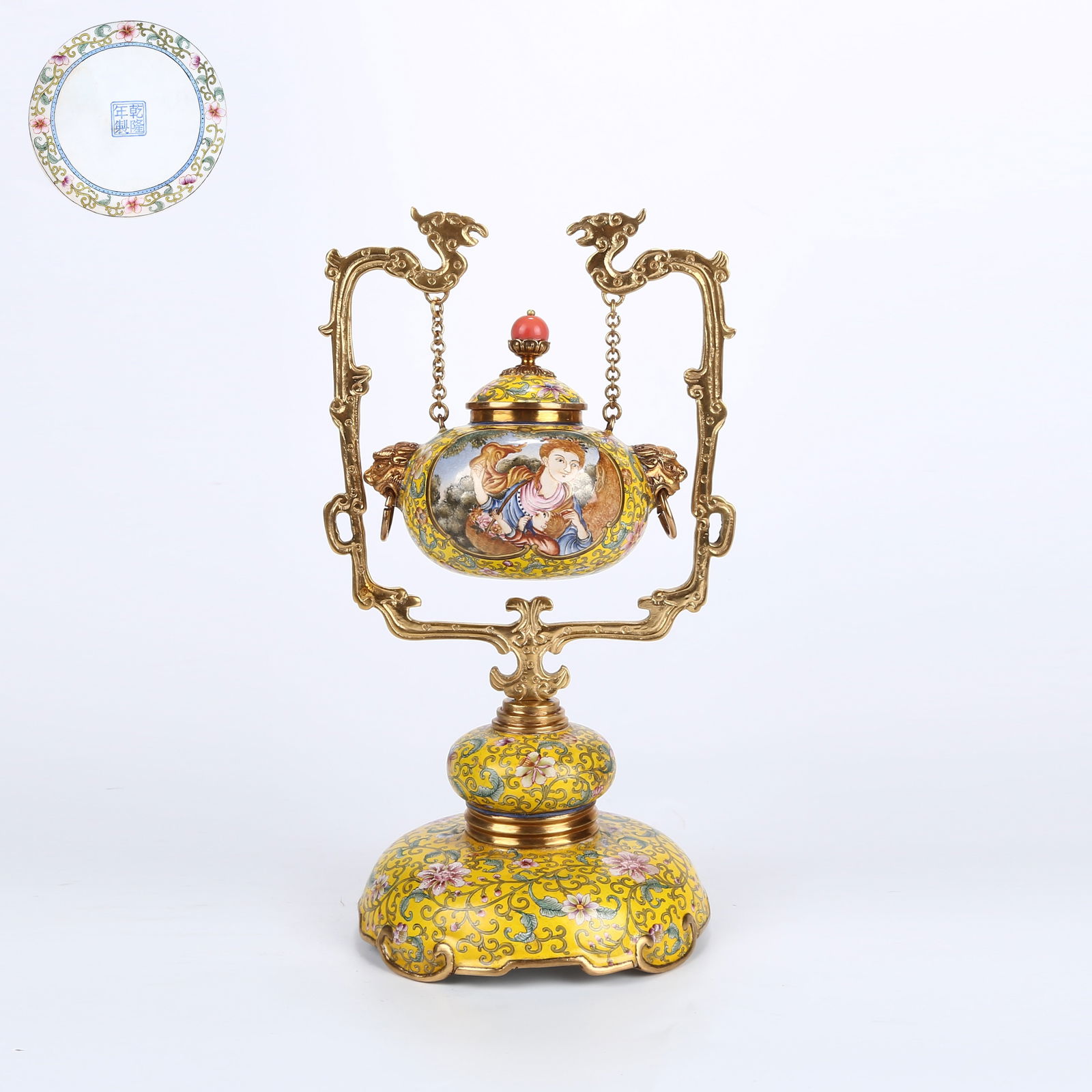 A CLOISONNÉ ENAMELED INCENSE BURNER WITH WESTERN CHILD-REARING SCENE (1 of 11)