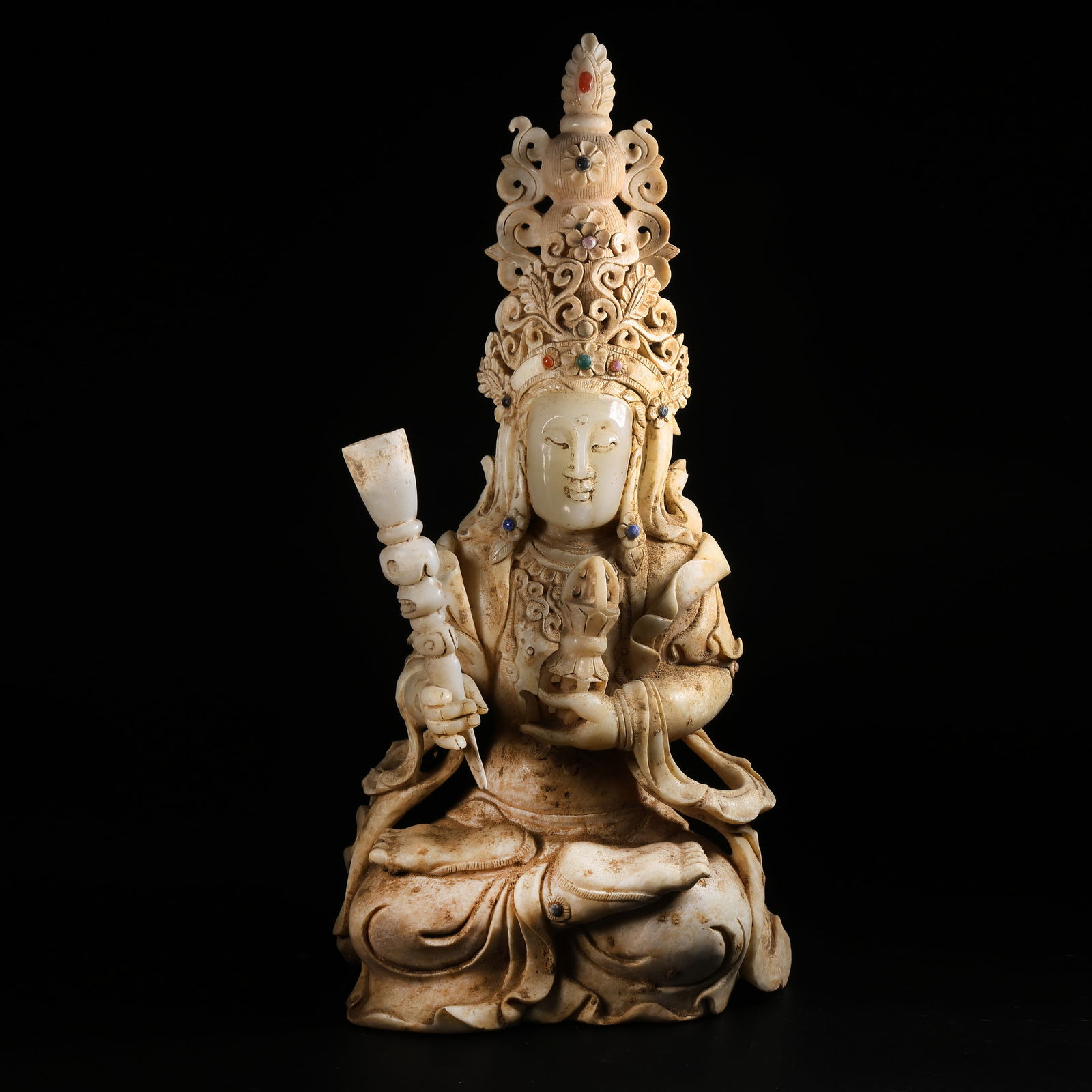 A ARCHAIC JADE BODHISATTVA FIGURE (1 of 7)