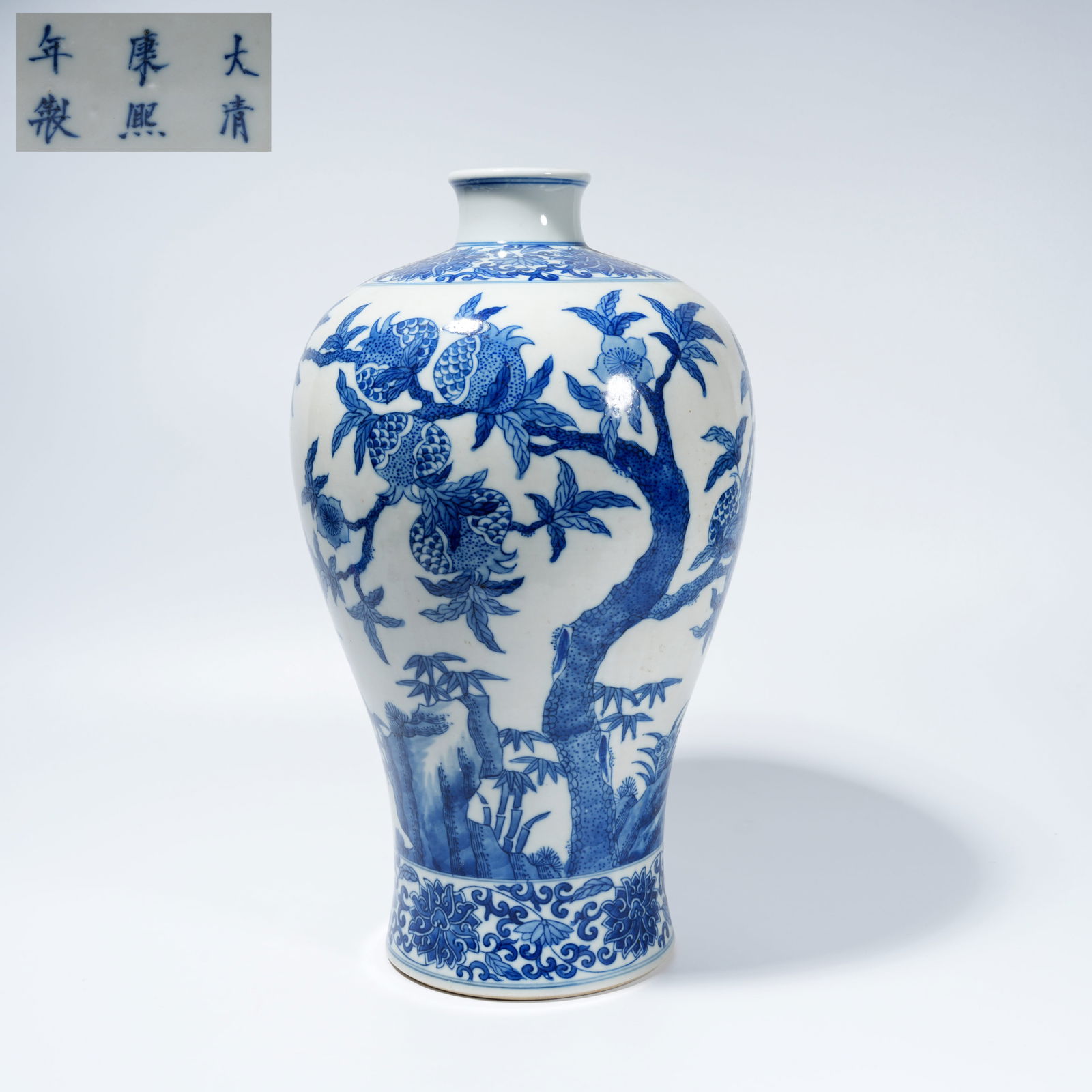 A BLUE-AND-WHITE PLUM VASE WITH FU-LU-SHOU MOTIF (1 of 10)
