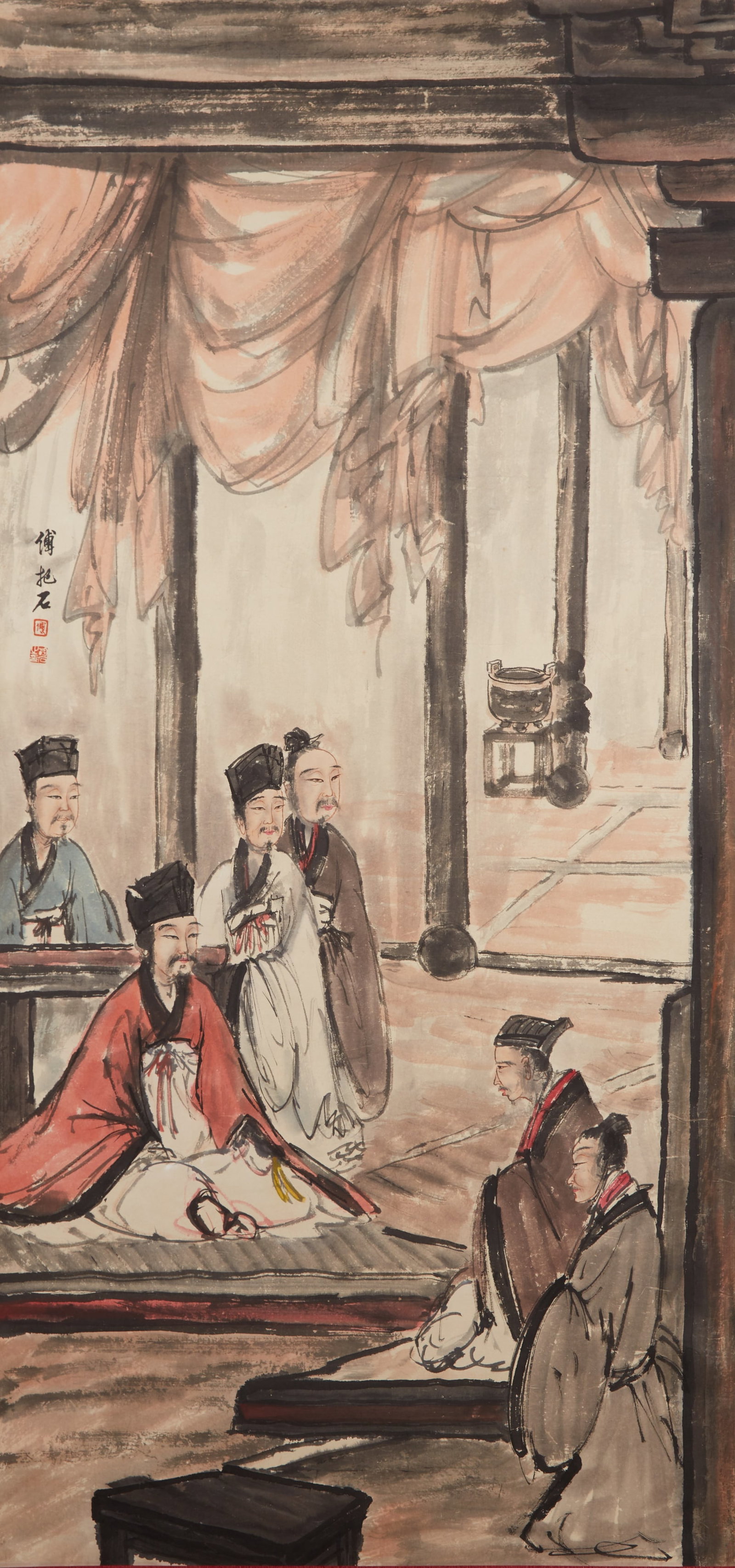 A FIGURE PAINTING ON PAPER BY FU BAOSHI.傅抱石 (1 of 9)