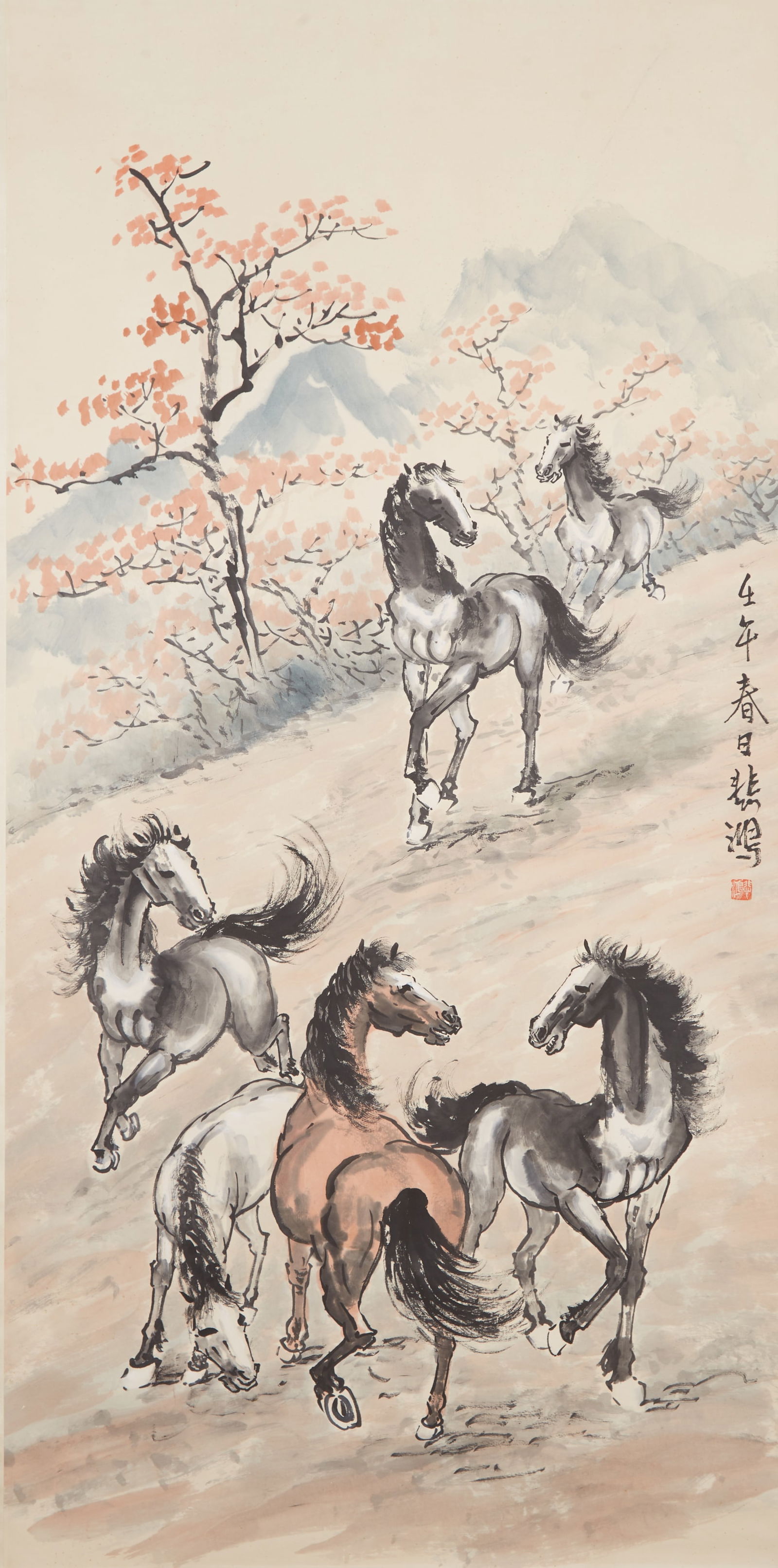 A FINE HORSE PAINTING ON PAPER BY XU BEIHONG.徐悲鴻 (1 of 10)