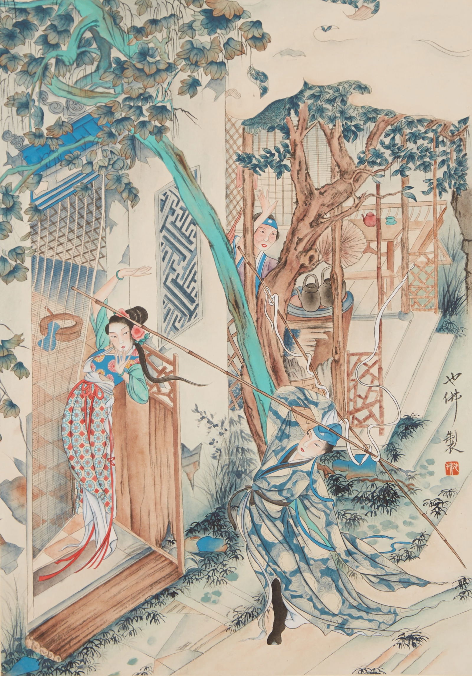 A FIGURE PAINTING ON PAPER BY HU YEBO.胡也佛 (1 of 9)