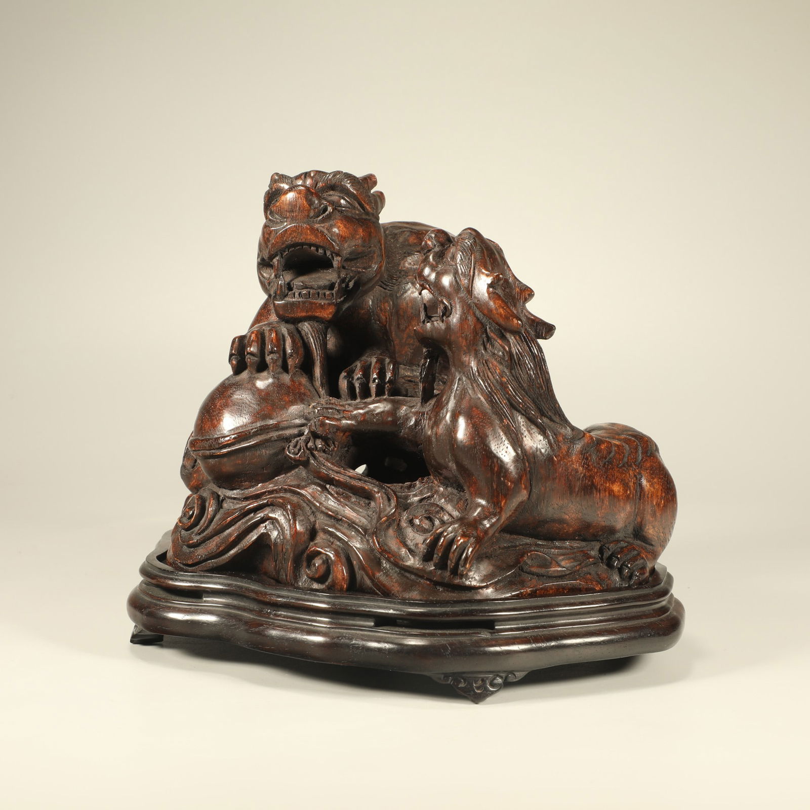 A AGARWOOD CARVED PIXIU INCENSE BURNER: Agarwood Carved Pixiu Incense Burner