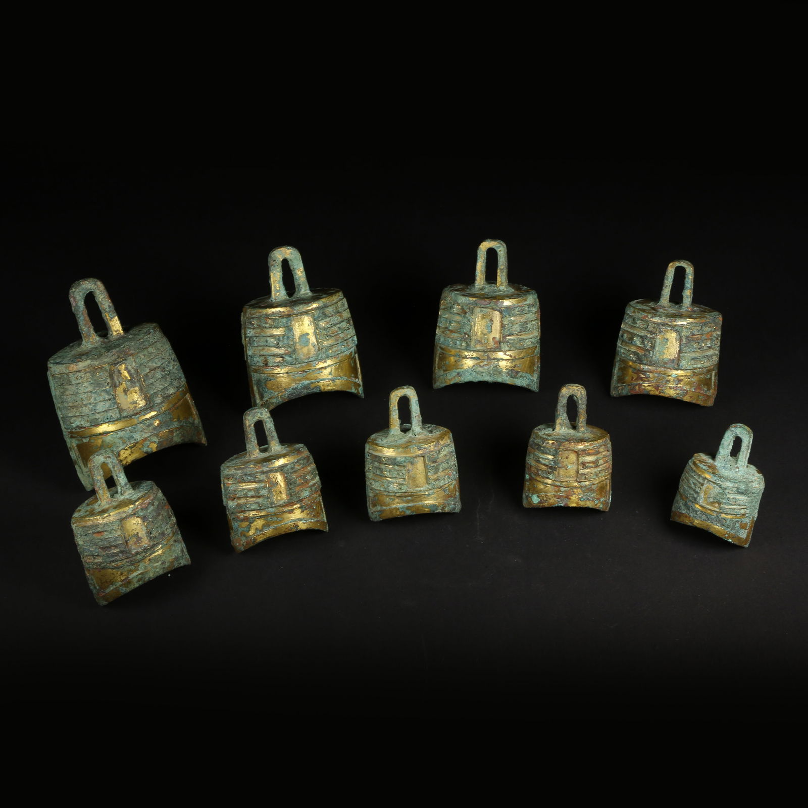 A SET OF BRONZE CHIME BELLS (1 of 11)