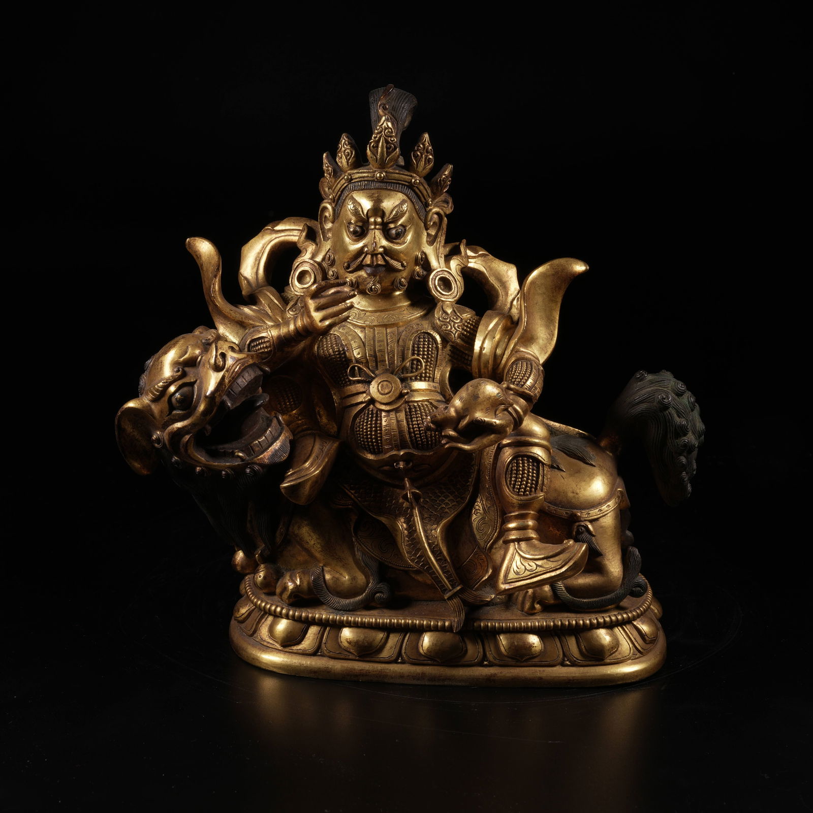 A GILT-BRONZE WEALTH GOD (VASUDHARA) STATUE: Gilt-Bronze Wealth God (Vasudhara) Statue
