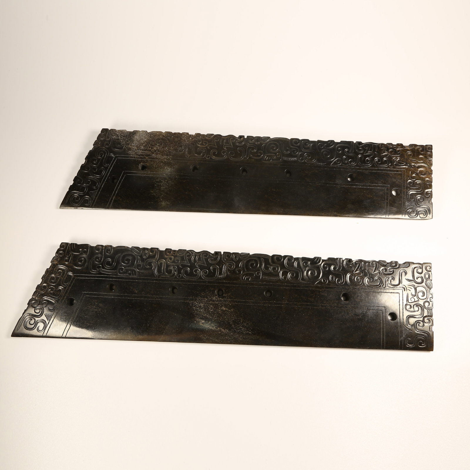 A GROUP OF SEVEN-HOLE ARCHAIC JADE KNIVES (1 of 10)