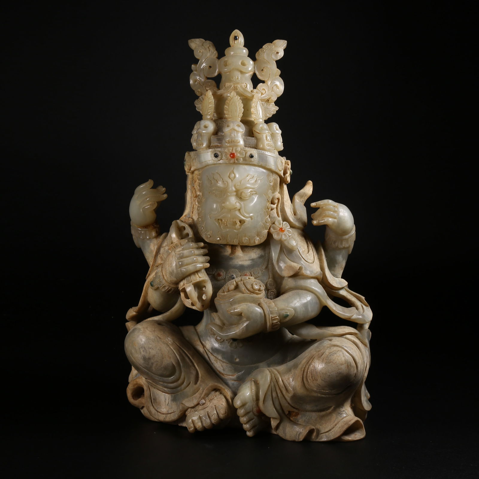 A ARCHAIC JADE FIGURE OF MAH?K?LA (GREAT BLACK DEITY): Archaic jade figure of Mah?k?la (Great Black Deity)